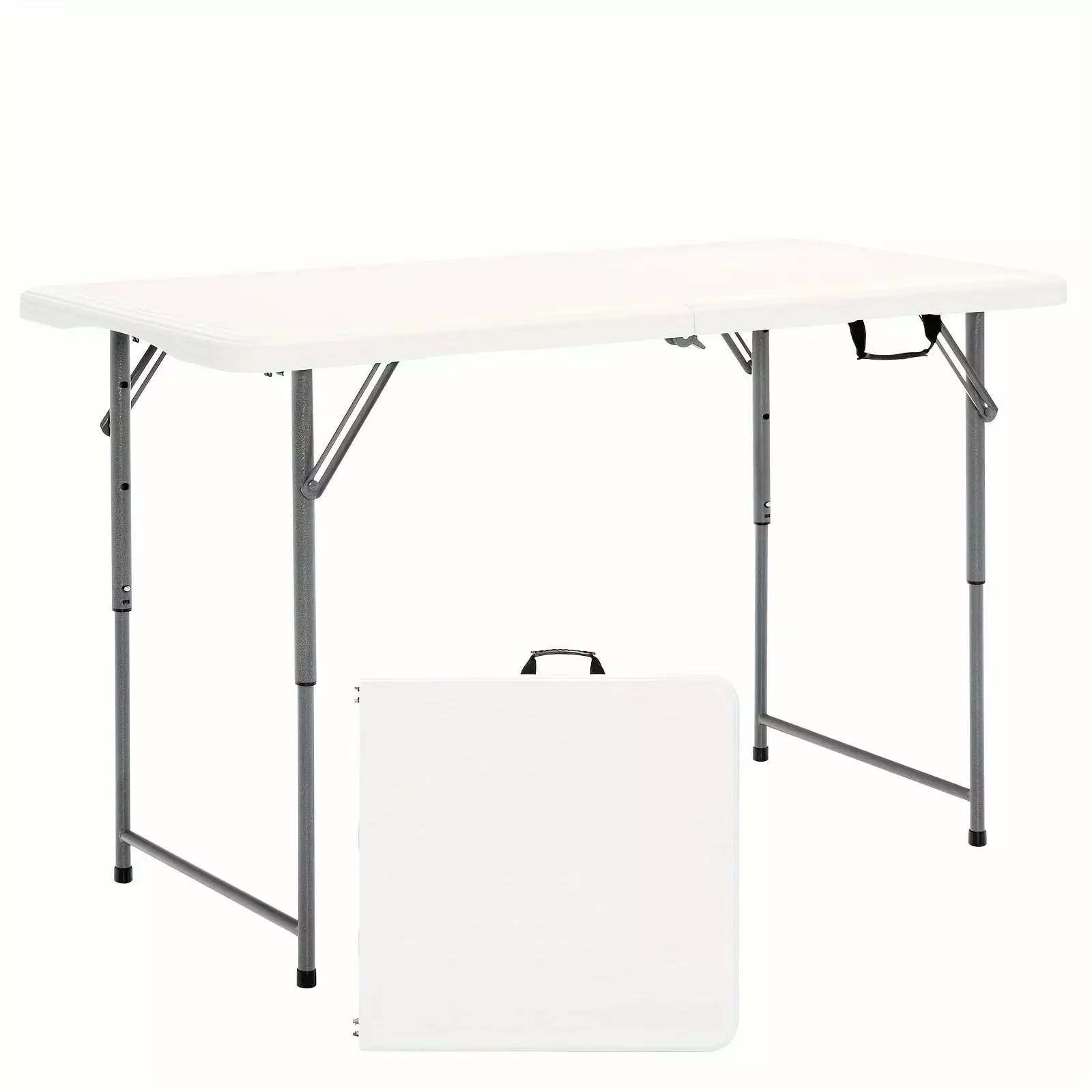 COSTWAY Folding Table - Portable Bi-fold Picnic Dining Table 3-Level Height Adjustment