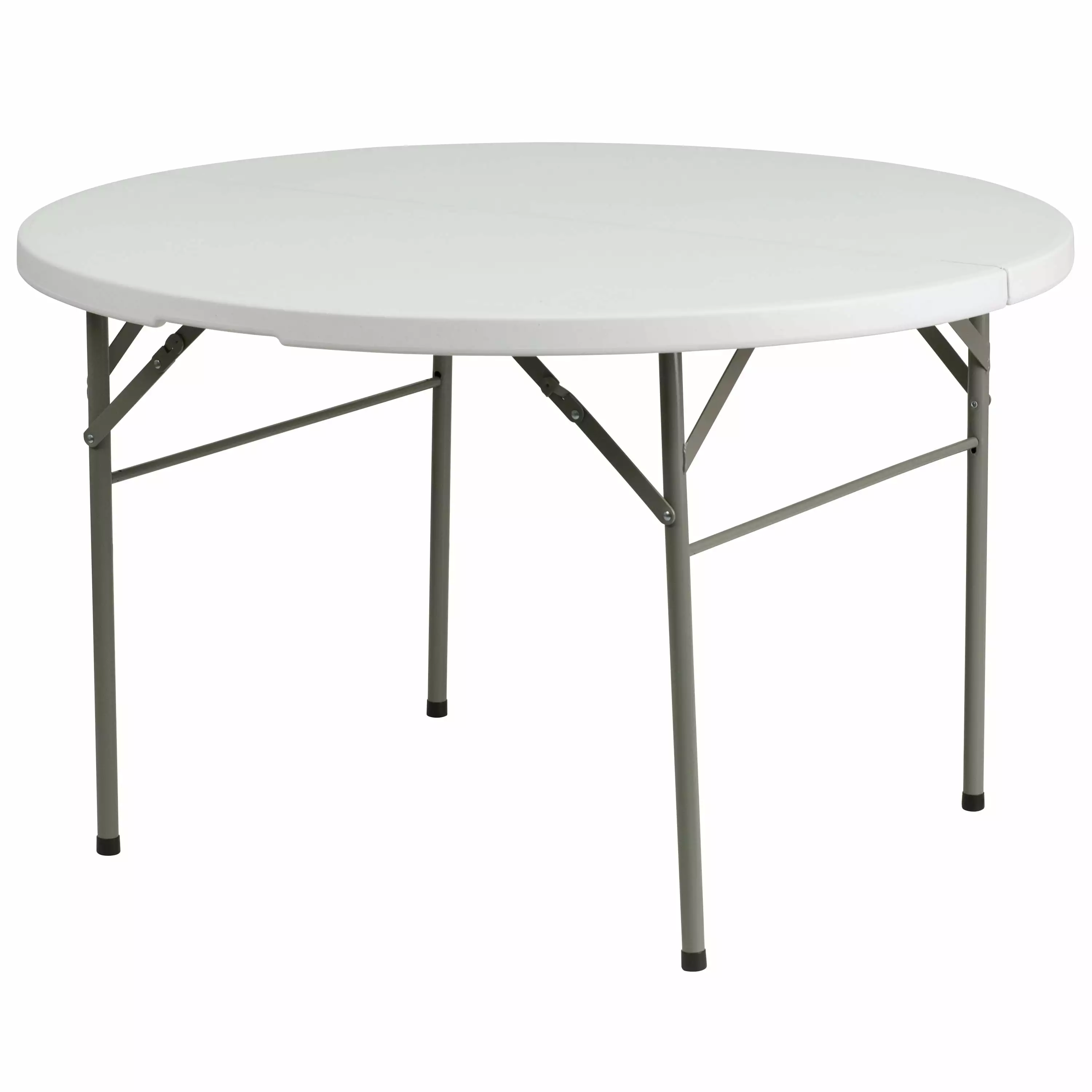 Emma + Oliver 4-Foot Round Bi-Fold Granite White Plastic Event Folding Table Handle