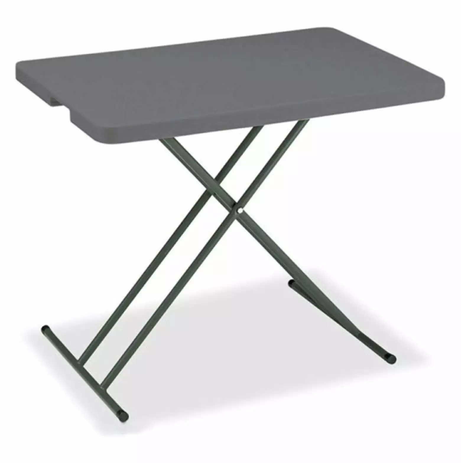 Exlonjet Adjustable Height Plastic Folding Table 30x20 Inches Charcoal Indoor Outdoor Use