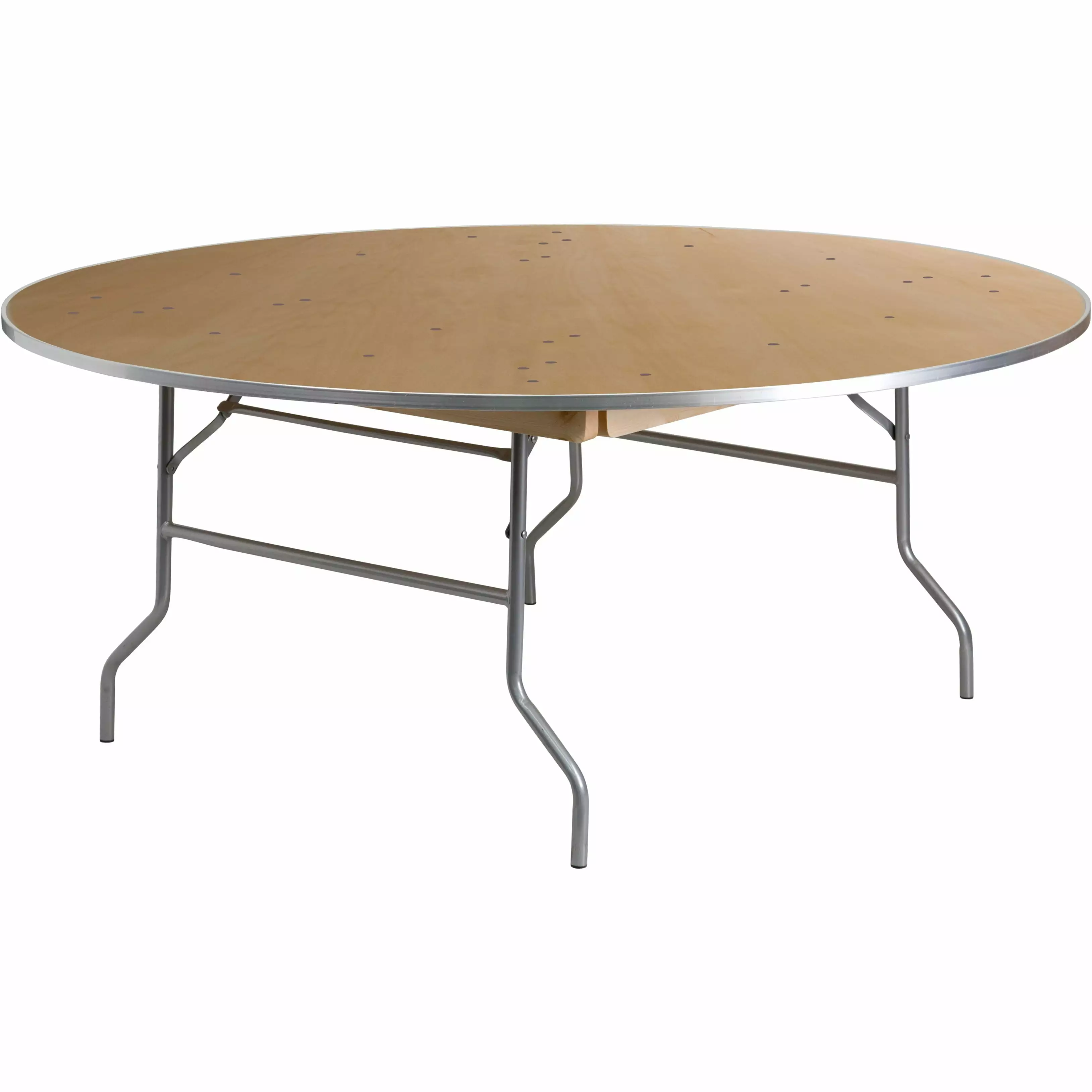 Flash Furniture 6-Foot Round Heavy Duty Birchwood Folding Banquet Table Metal Edges