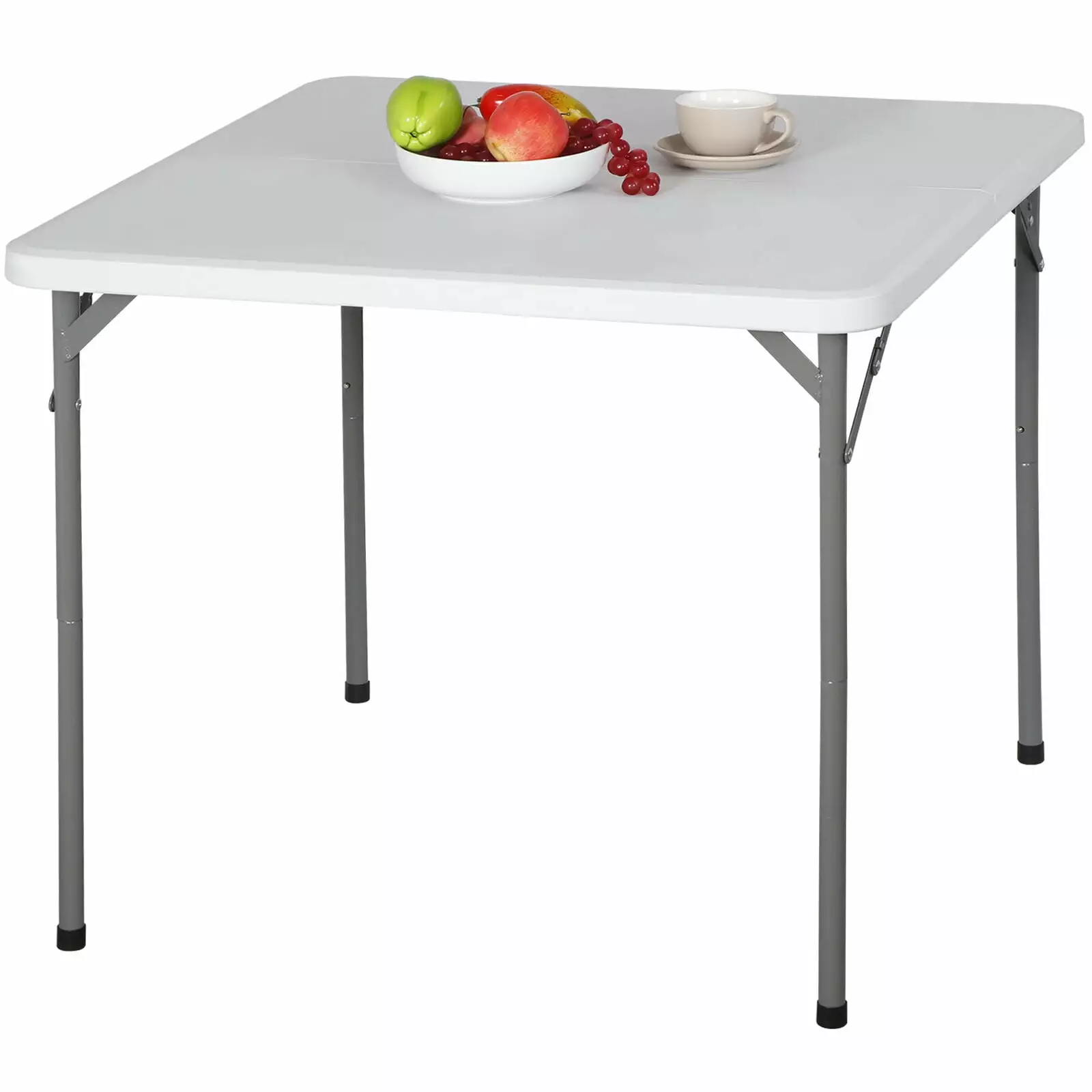 34 Fold Half Square Table Portable Plastic Dining Card Table Outdoor White