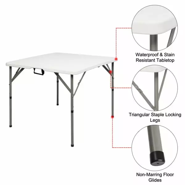 34 Foldable Square Table