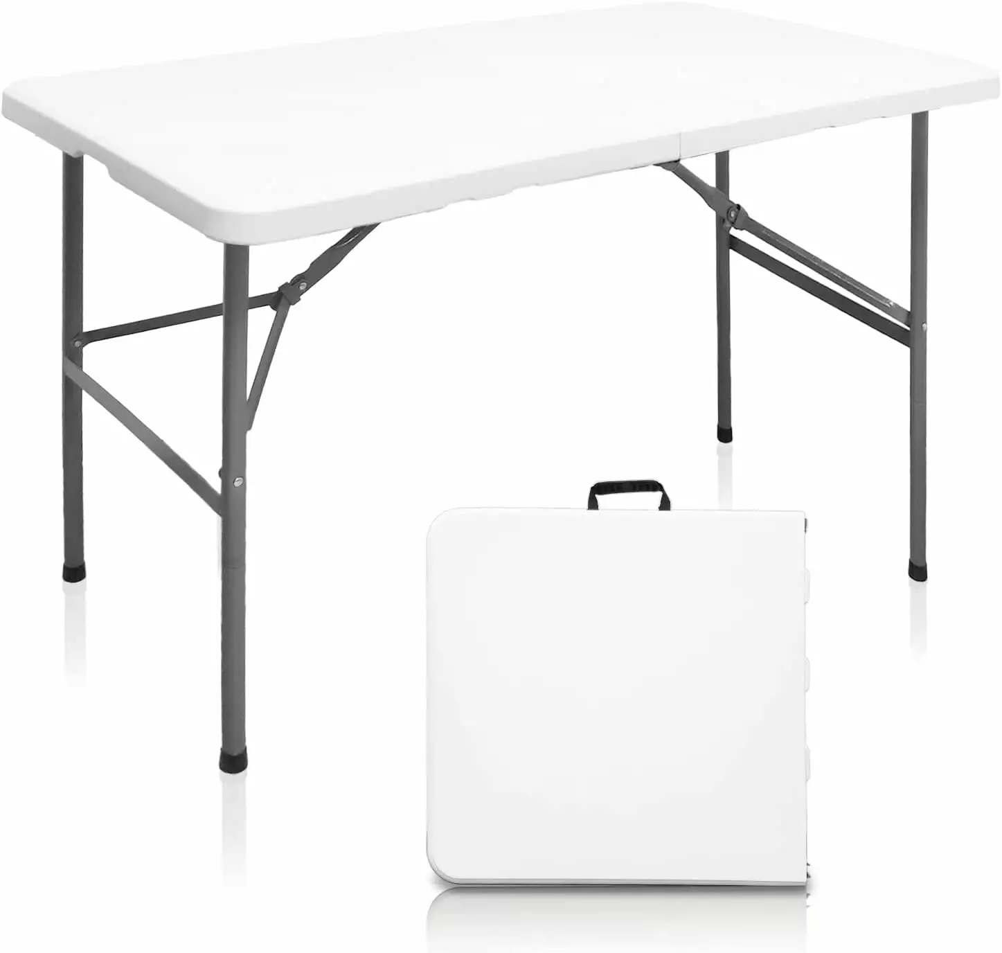 Folding Table 4ft Portable Plastic Heavy Duty Fold Half Utility Table Camping Picnic Party White