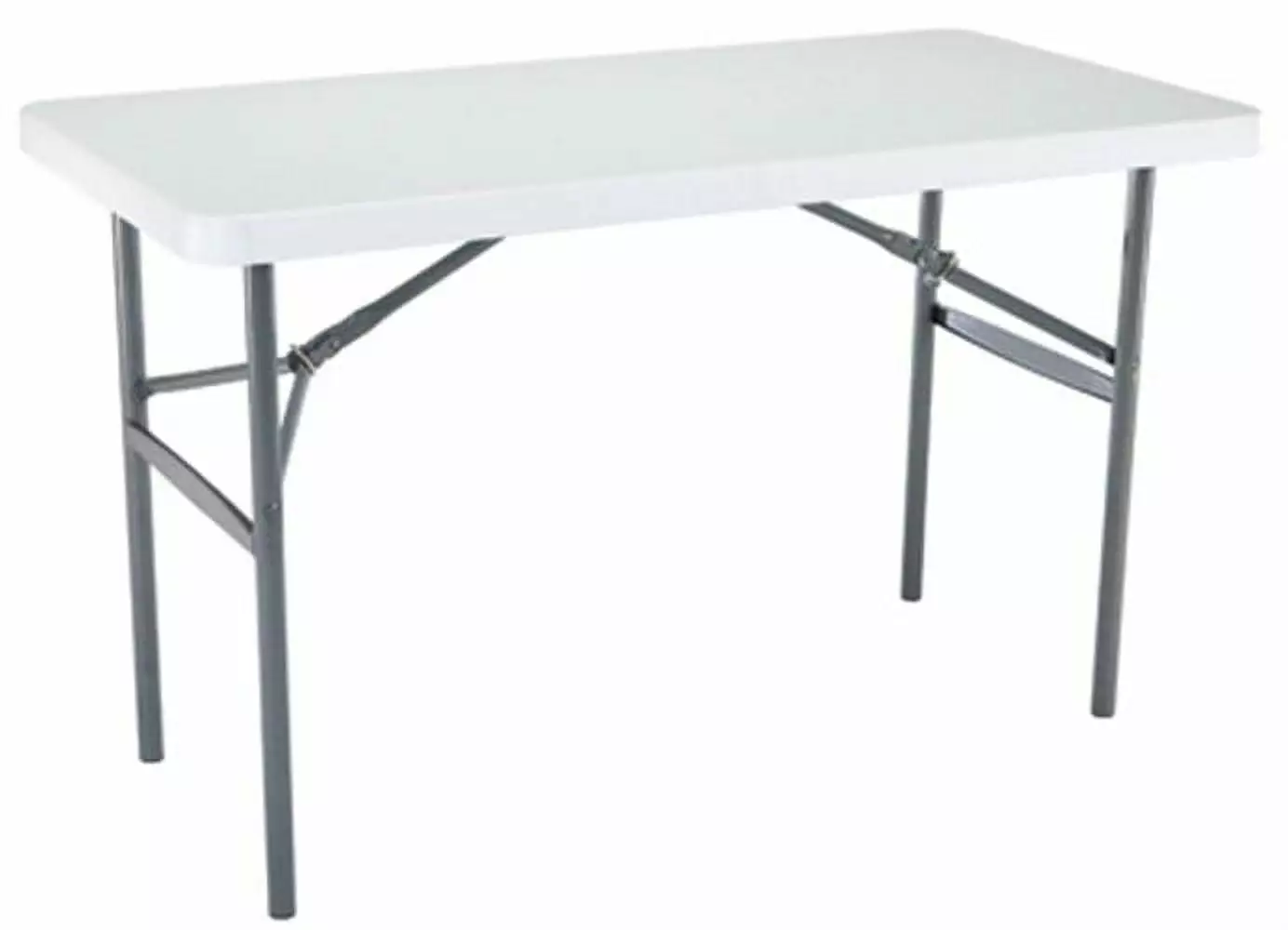 Folding Table White Polyethylene Steel Frame - 24x48 Inch Indoor Outdoor Table
