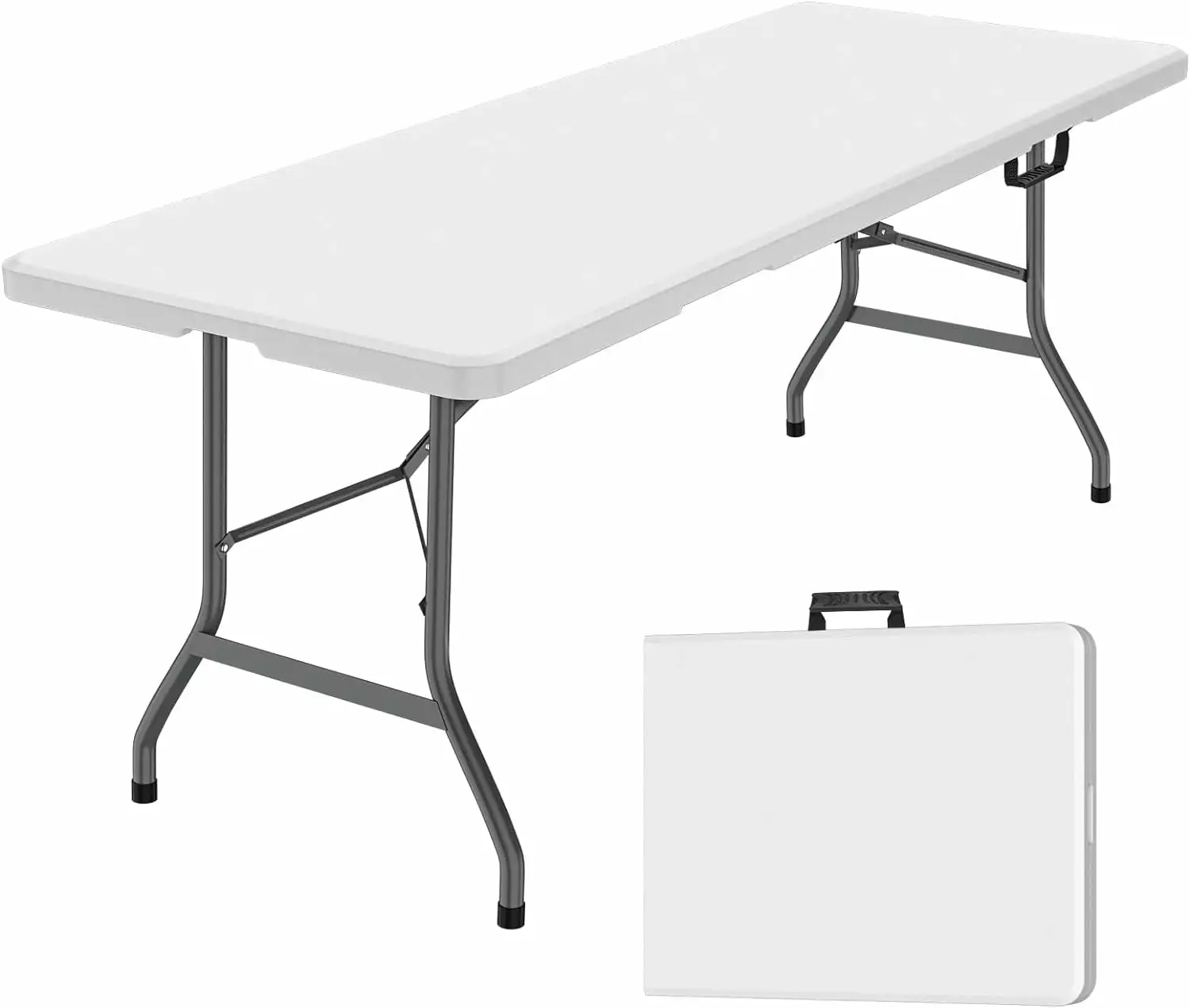 6 Foot Plastic Folding Table Portable Camping Party Wedding Picnic Lock Handle White