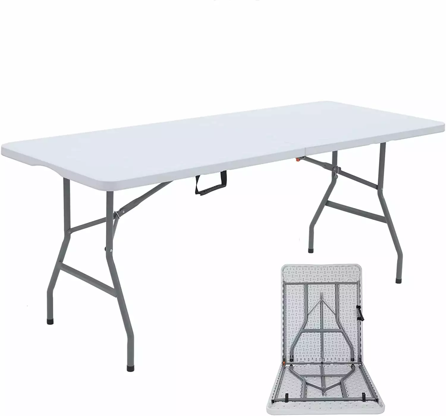 6 Foot Plastic Folding Table Powder Coated Steel Legs and Carry Handle Indoor Outdoor Picnic BBQ Party