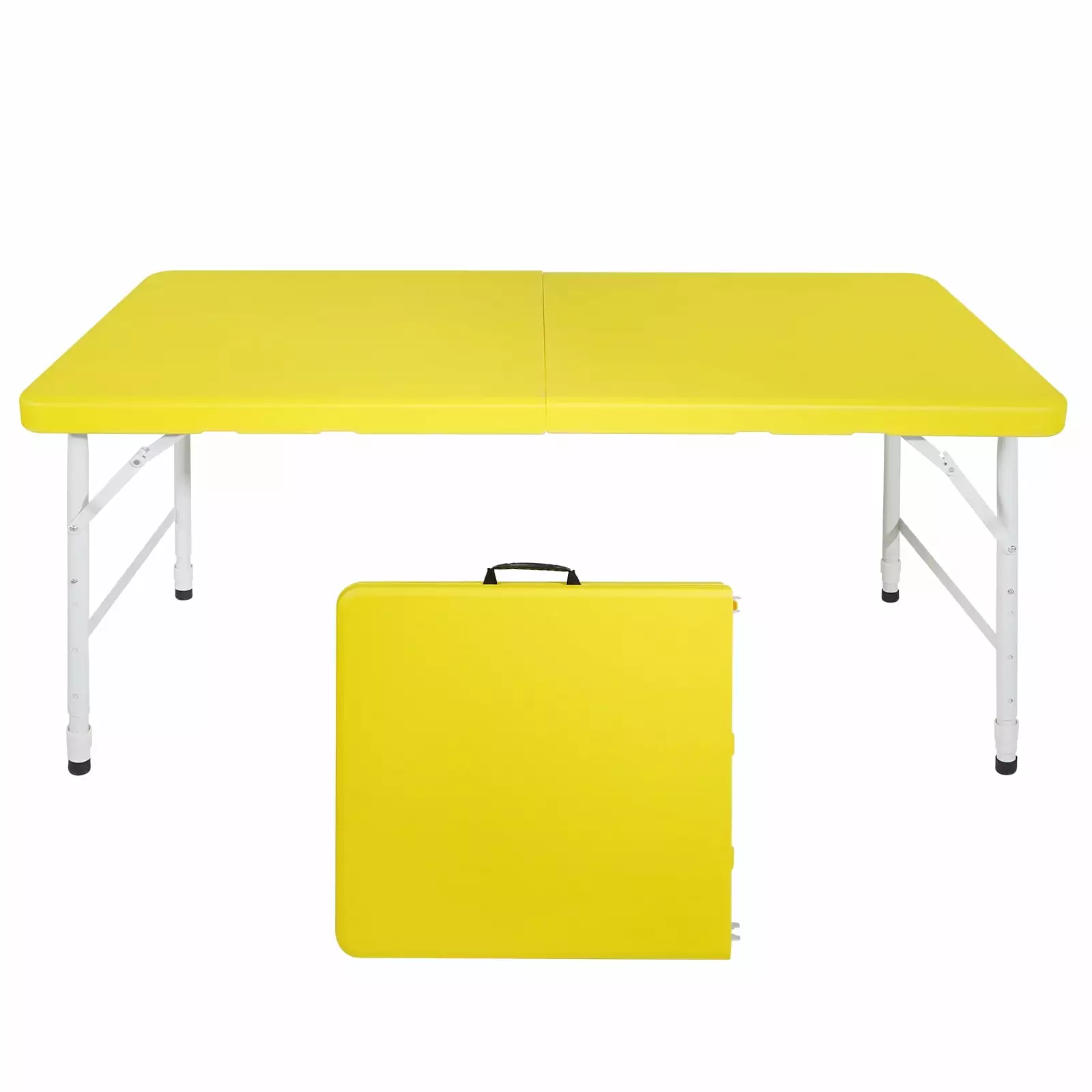 Ghislaine 4ft Portable Folding Table Indoor Outdoor Use Supports up to 135KG Ideal Camping Yellow