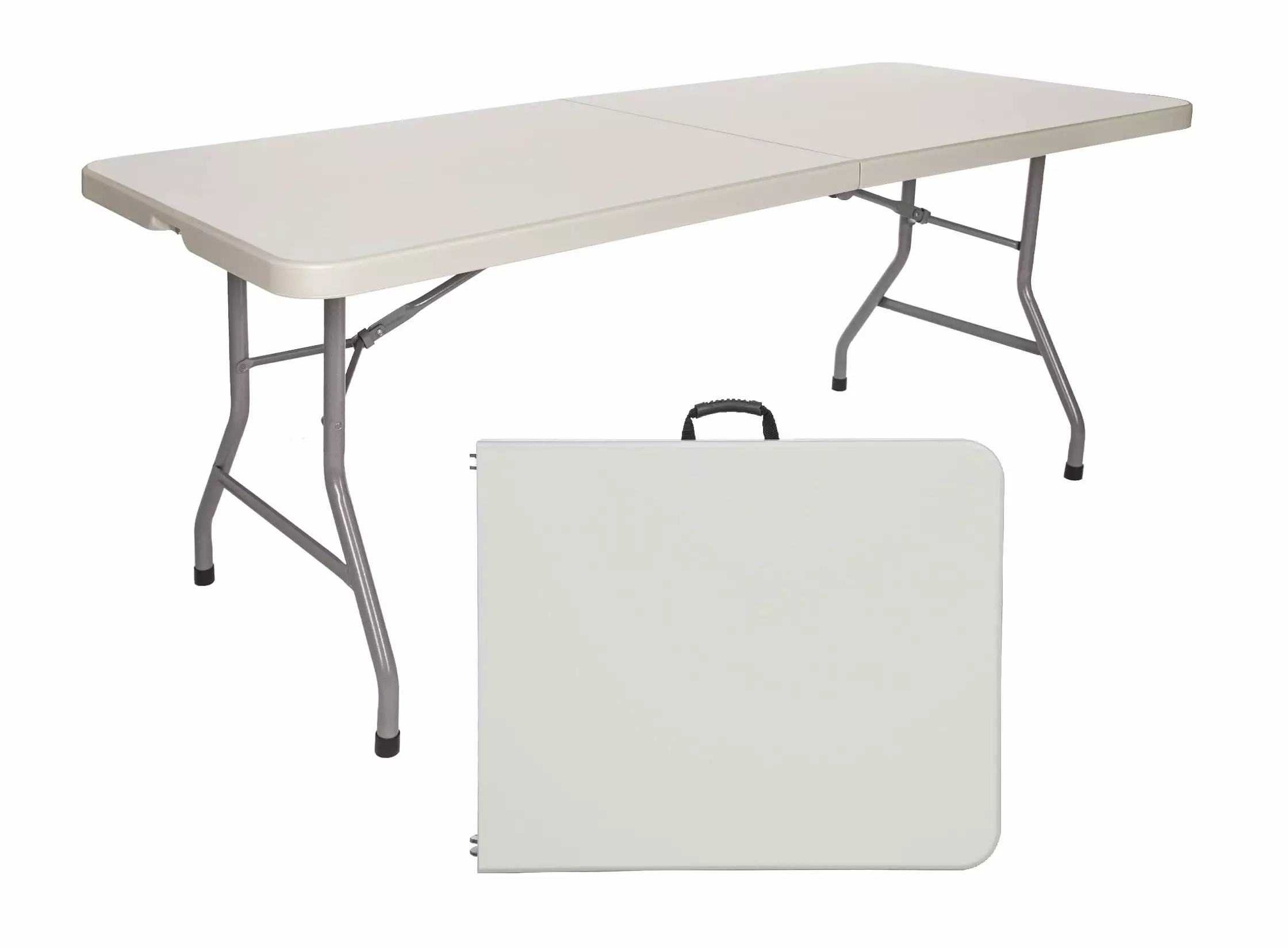 Hampden Furnishings Baldwin Collection Fold Half Table 30 x 72 Plastic Steel Grey