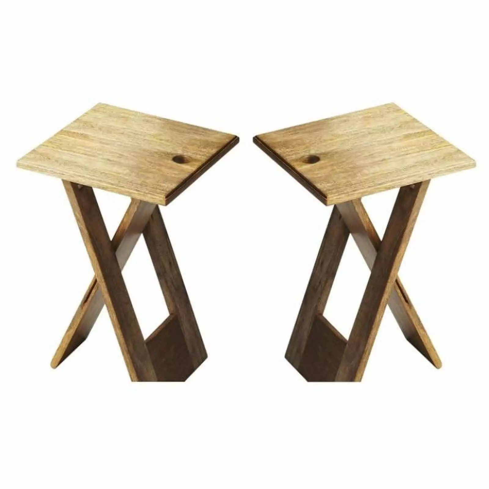 Home Square Transitional Wood Folding Table Natural Finish Set 2