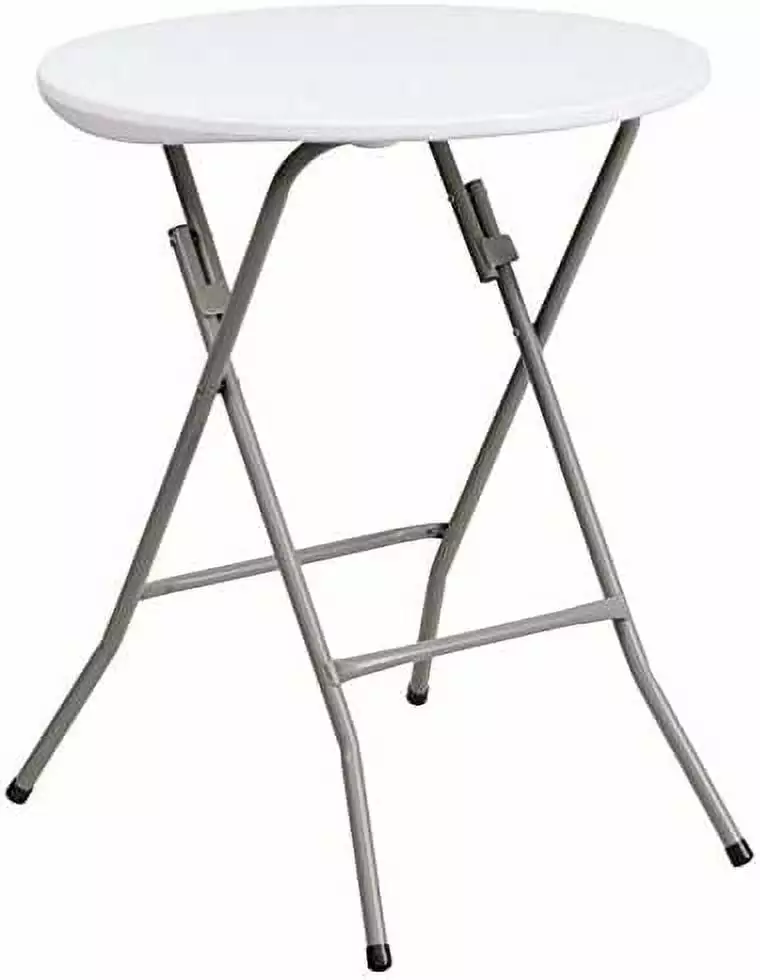 24 Inch Round Granite Folding Table White Indoor Outdoor Dining and Events
