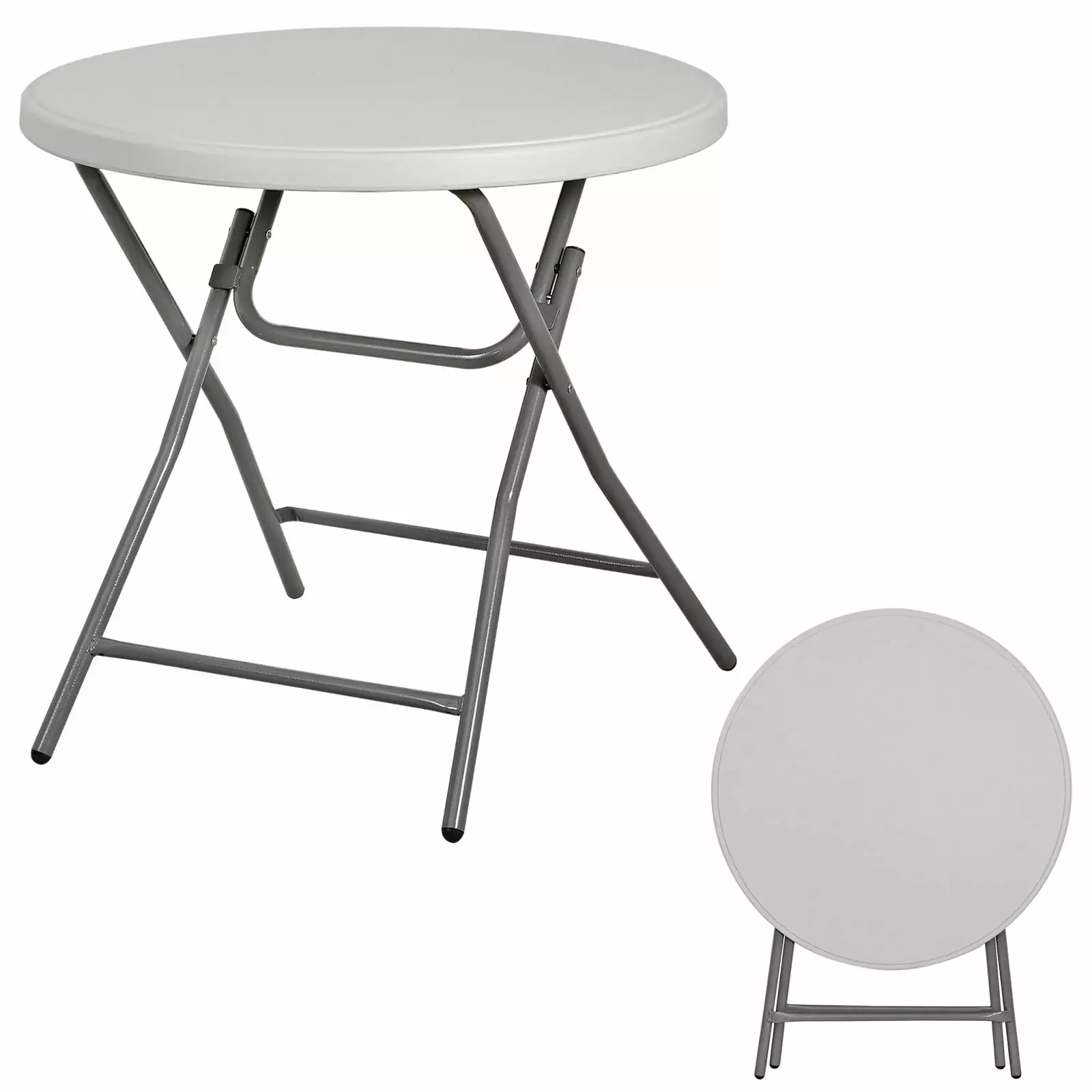 32 Inch Round Plastic Folding Dining Card Table White Camping Event Party