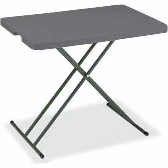 Interion Adjustable Height Plastic Folding Table 20 x 30 Charcoal