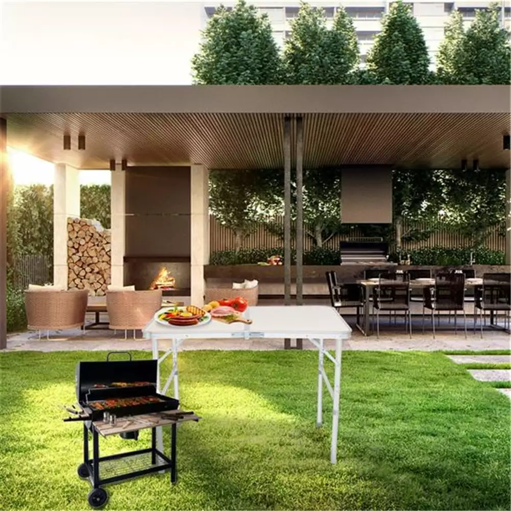 Kitsin Aluminum Alloy Folding Table White 90x60x70cm Home and Office Use