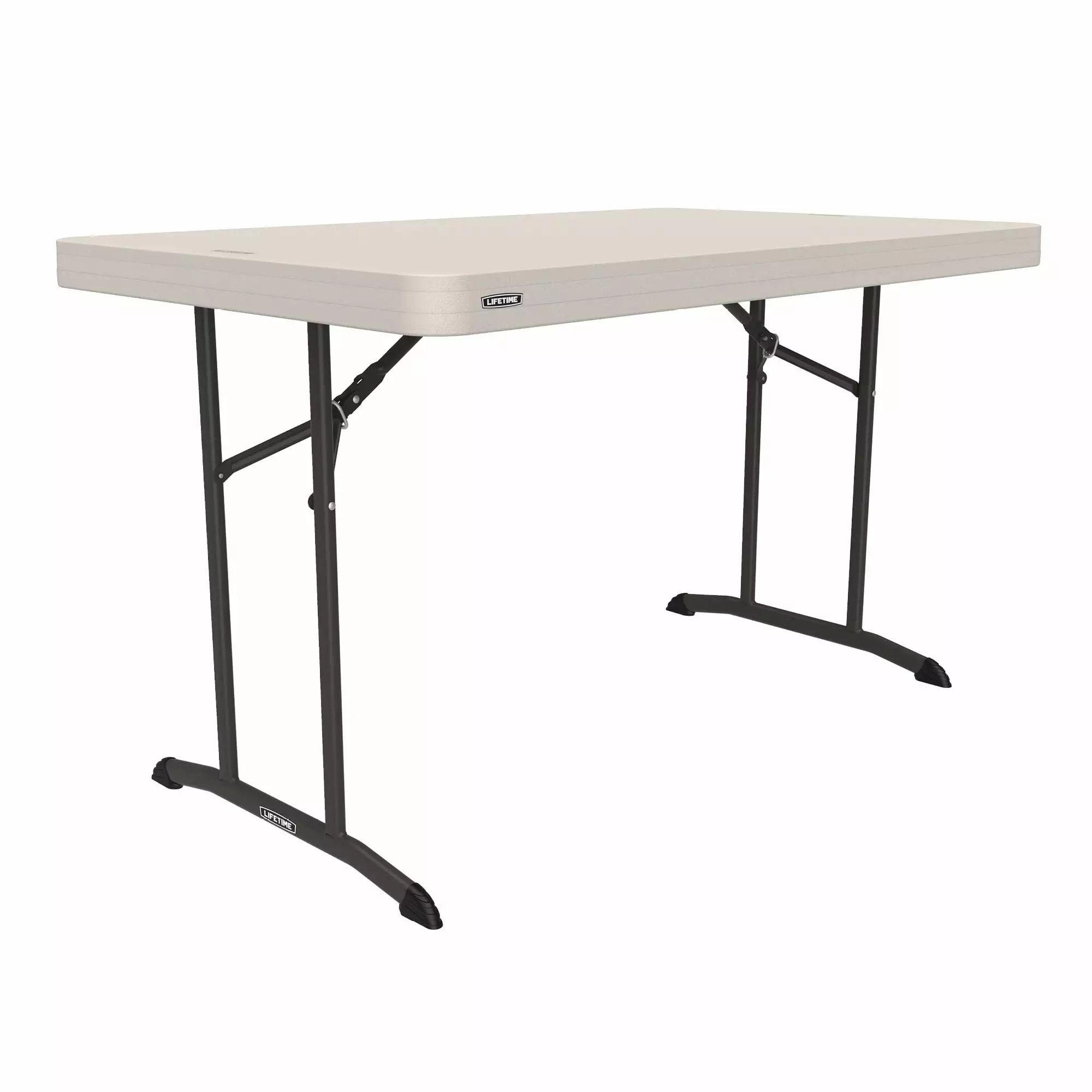 Lifetime 4 Foot Rectangle Folding Table Indoor Outdoor Commercial Grade Almond