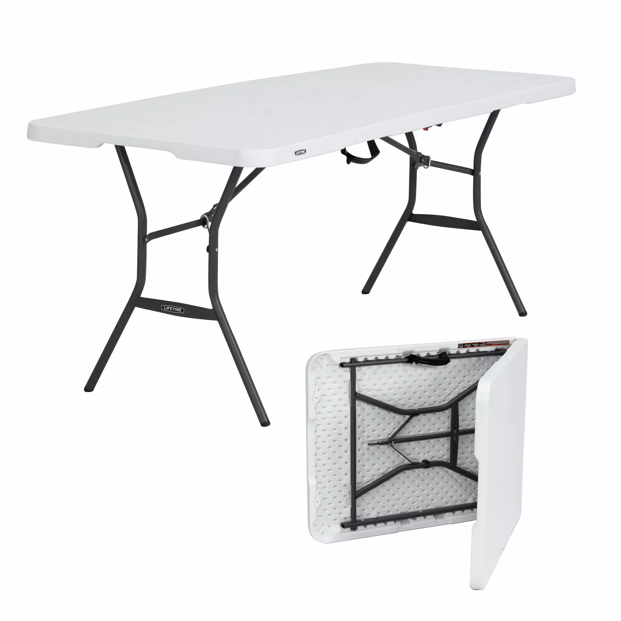 Lifetime 6 Foot Rectangle Fold--Half Table Commercial Grade White Granite