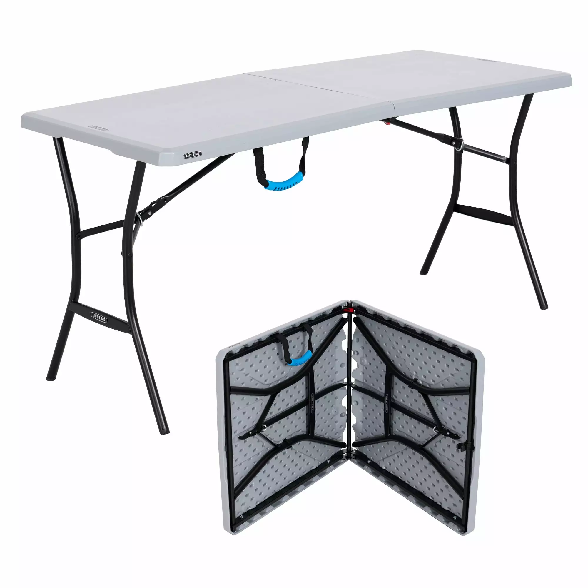Lifetime 5 Foot Rectangle Fold--Half Table Gray Indoor Outdoor Essential 60.3 x 25.5