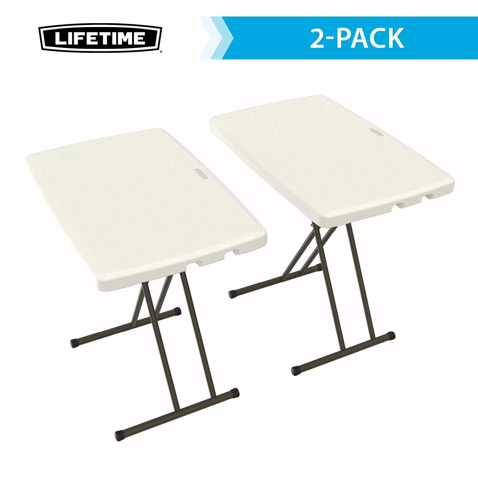 Lifetime 30 Inch Almond Personal Table 2-Pack - Durable Portable Folding Tables Home Office