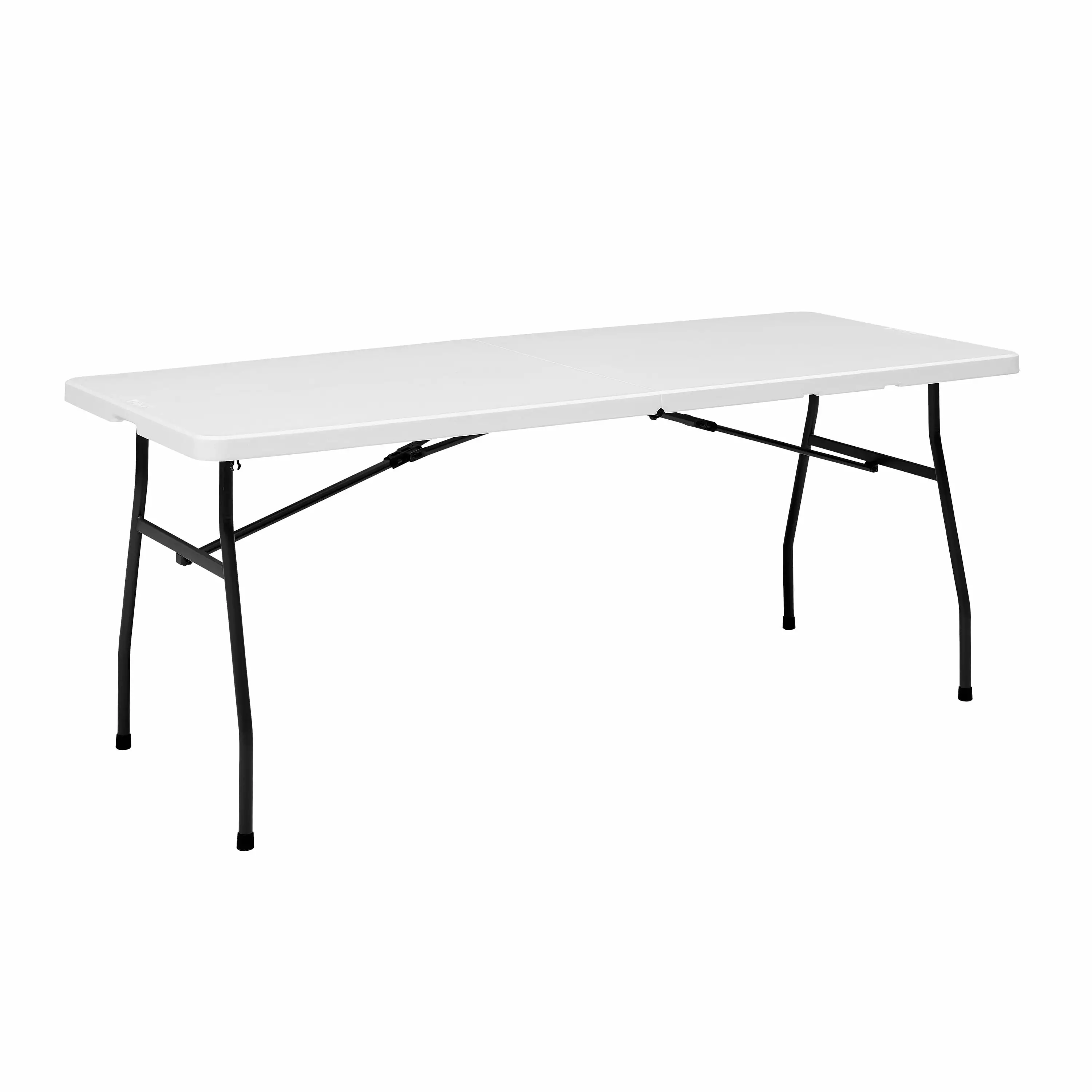 Mainstays White 6 Foot Fold--Half Plastic Table Built- Handle 5-Year Warranty