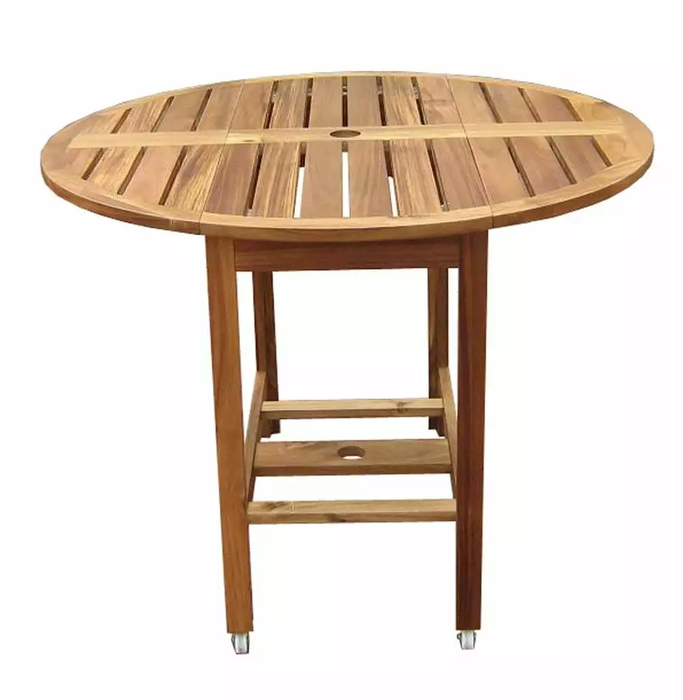 Merry Products Round Folding Table - Wooden Surface Home and Events