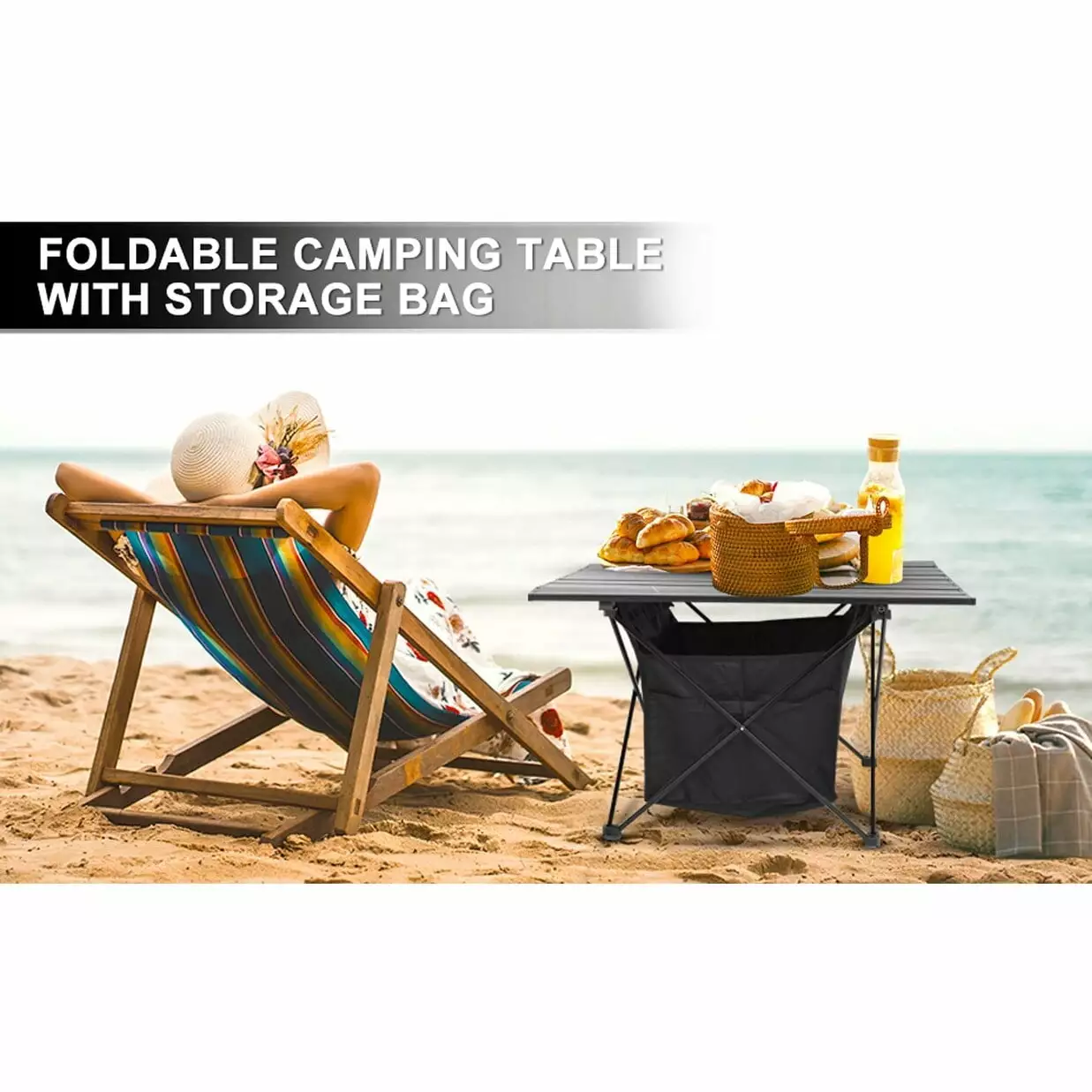 Modern Portable Folding Aluminum Alloy Table High-Capacity Storage and Carry Bag