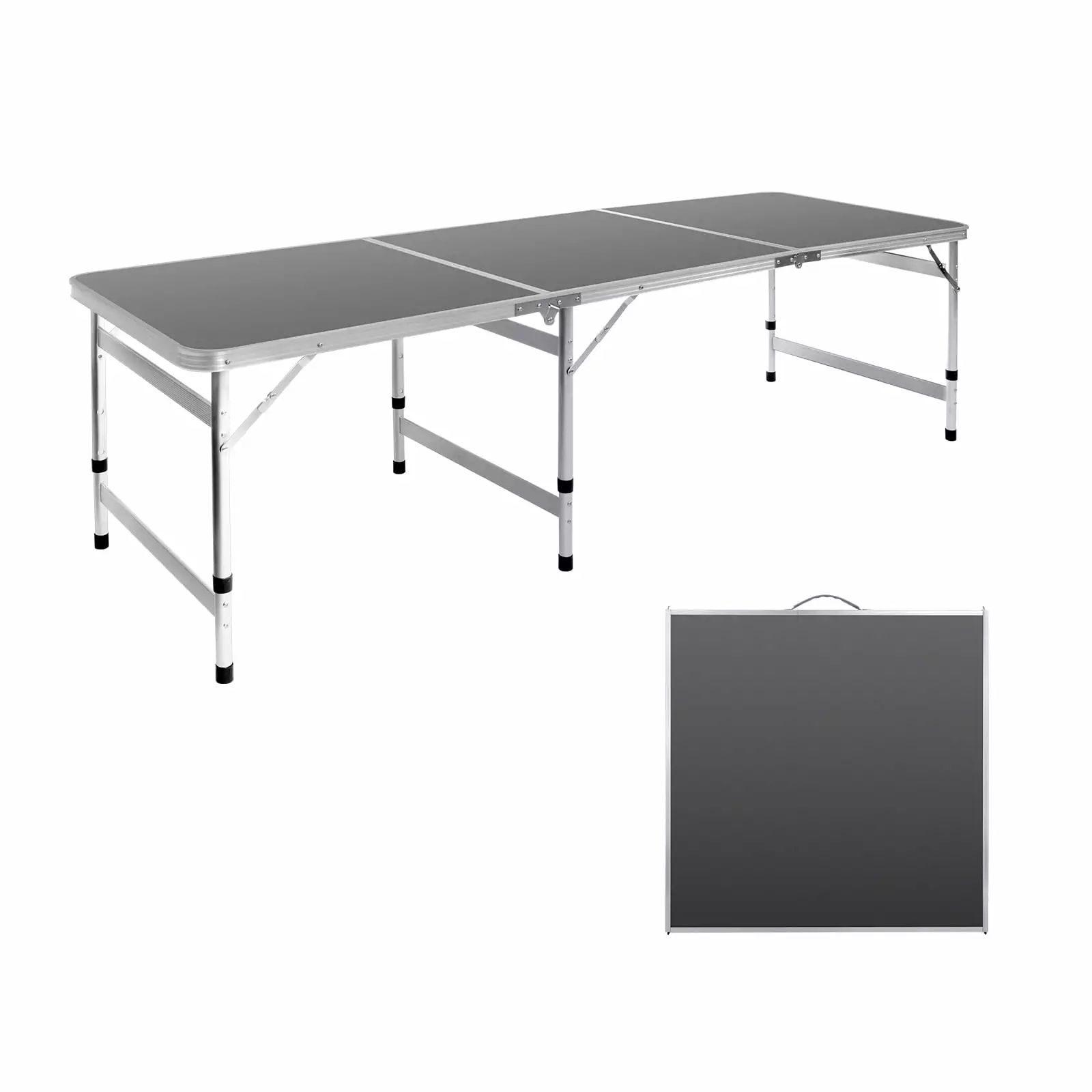 Moosinily 6 Ft Adjustable Height Folding Table Aluminum Portable Outdoor Table Camping Picnic BBQ Party Black