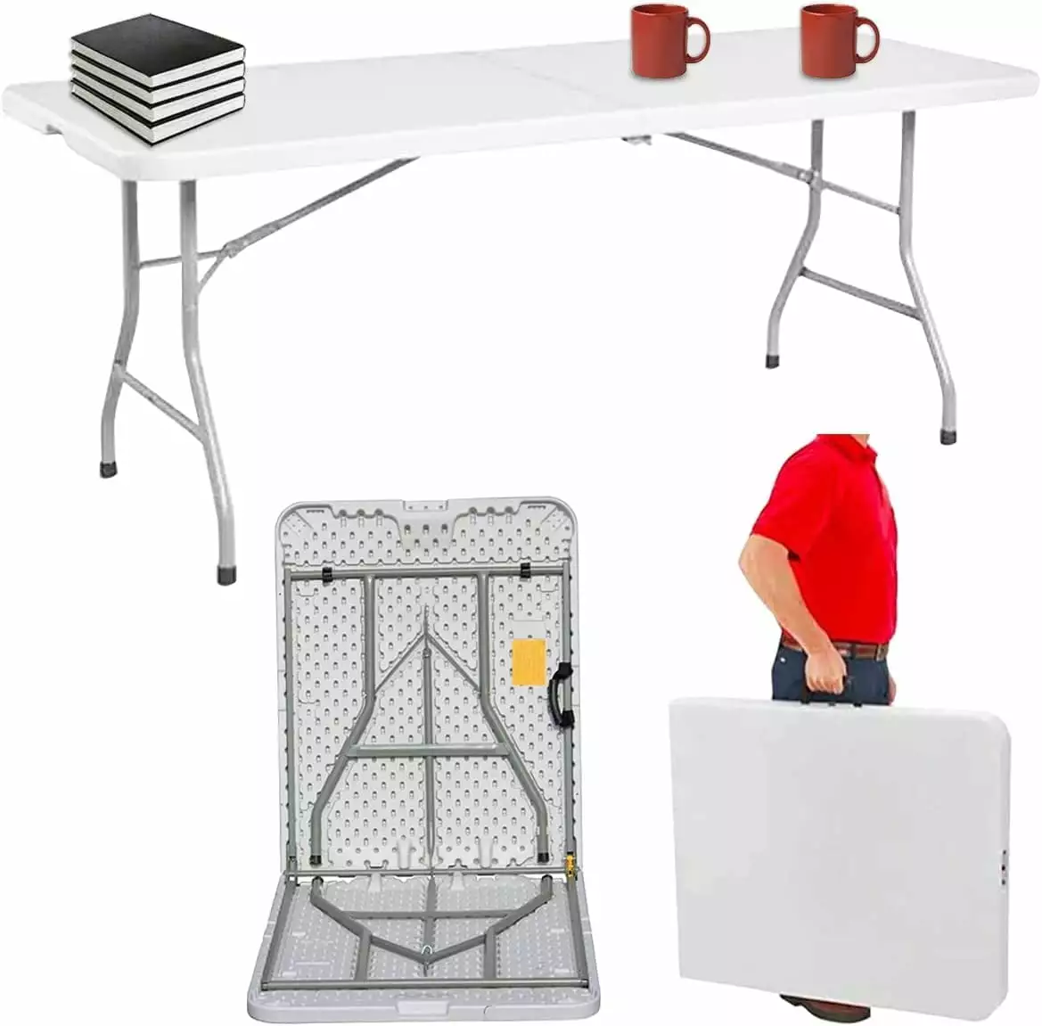 New Home Era Fold Up Table 6 ft Plastic Folding Table Picnics Parties Camping