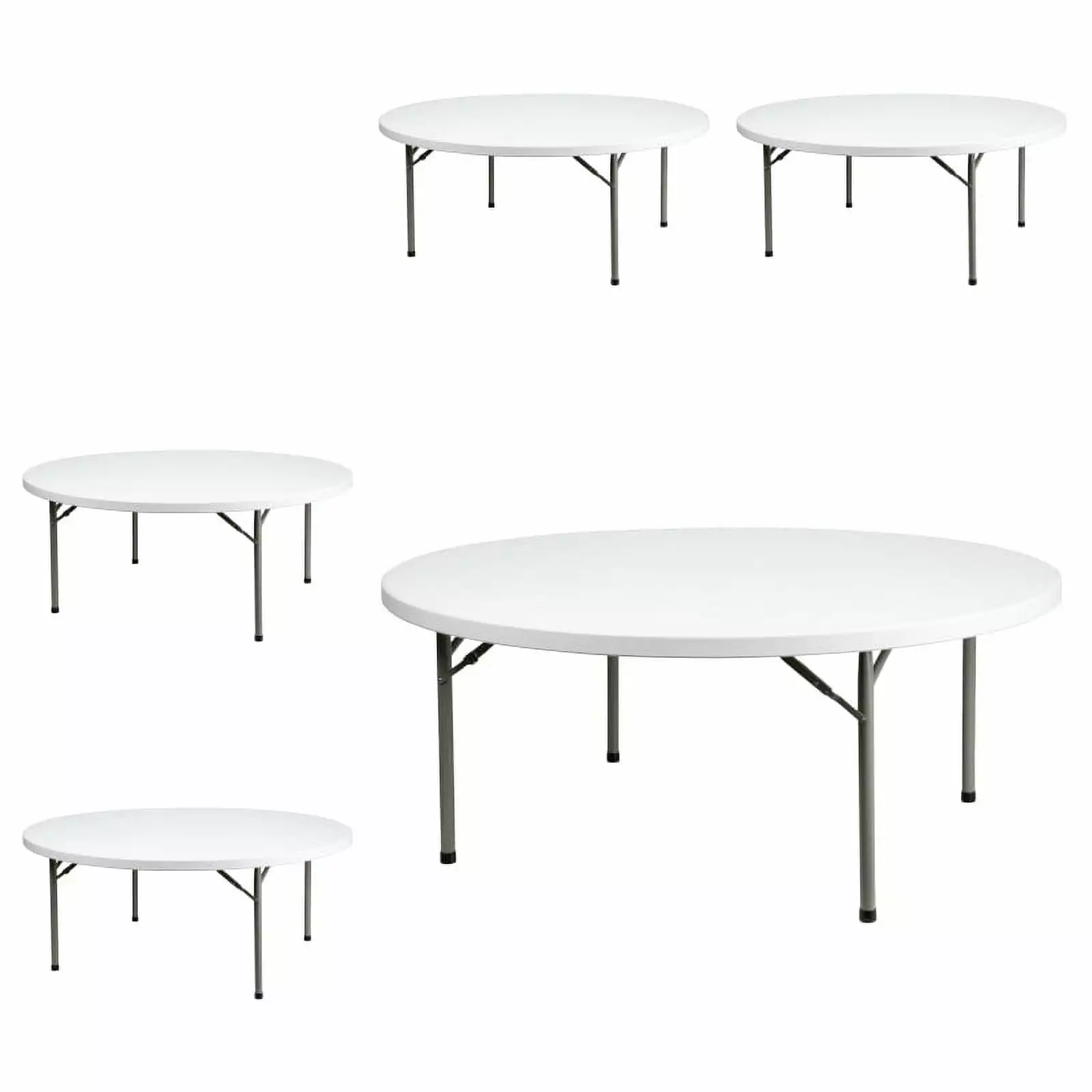 5 Pack 72 Inch Round Plastic Folding Banquet Table Lightweight Portable