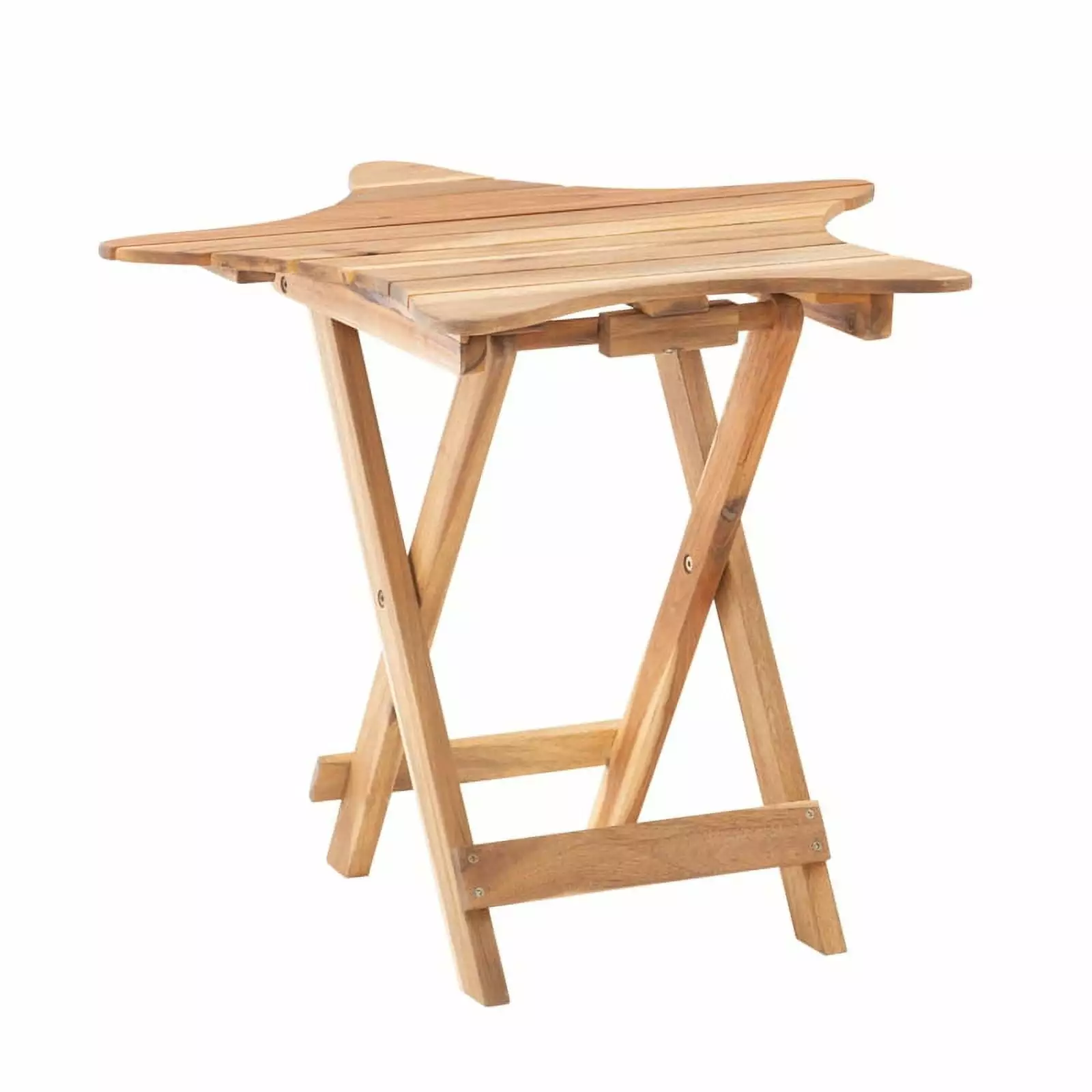 Pemberly Row Contemporary Acacia Wood Outdoor Folding Table Natural Brown