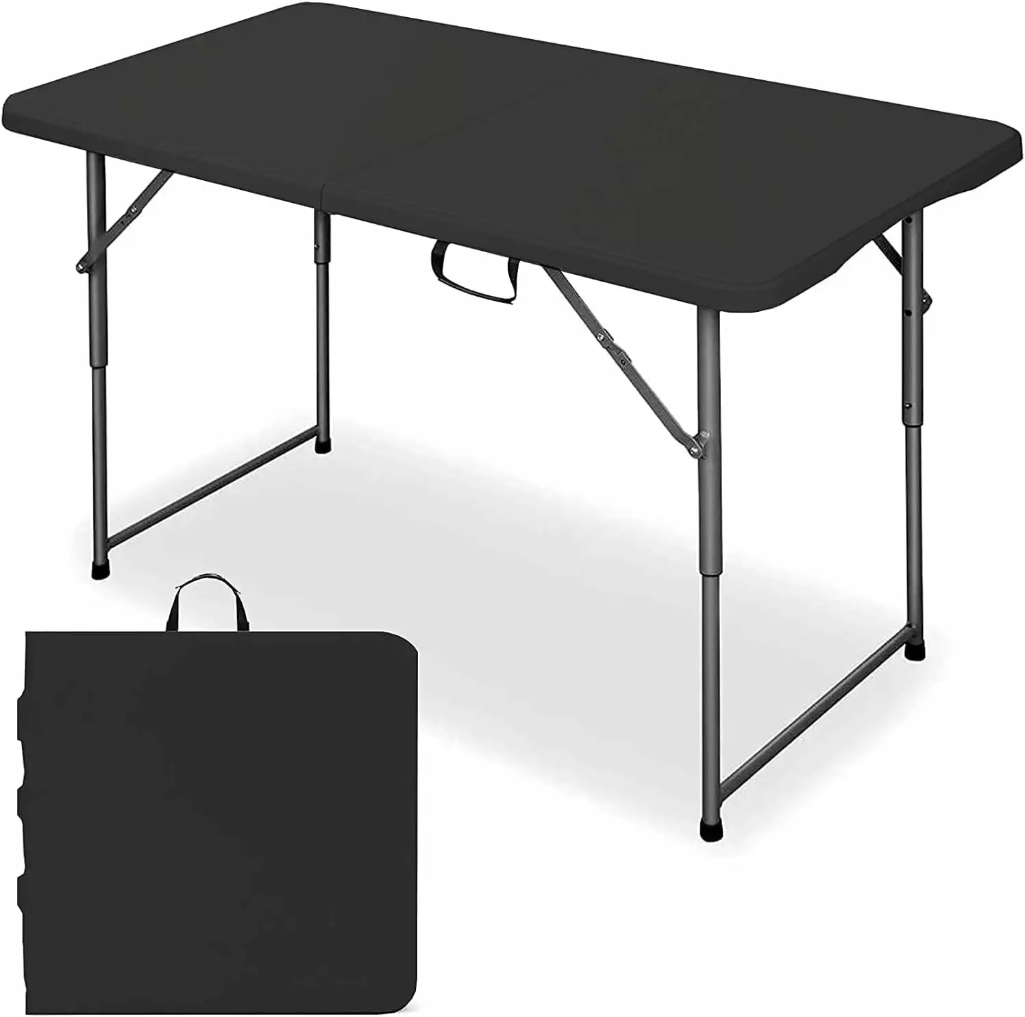 Portable Folding Table Easy to Use Lock Function 4FT Fold Half Utility Table Collapsible Legs Adjustable Table Camping Din...