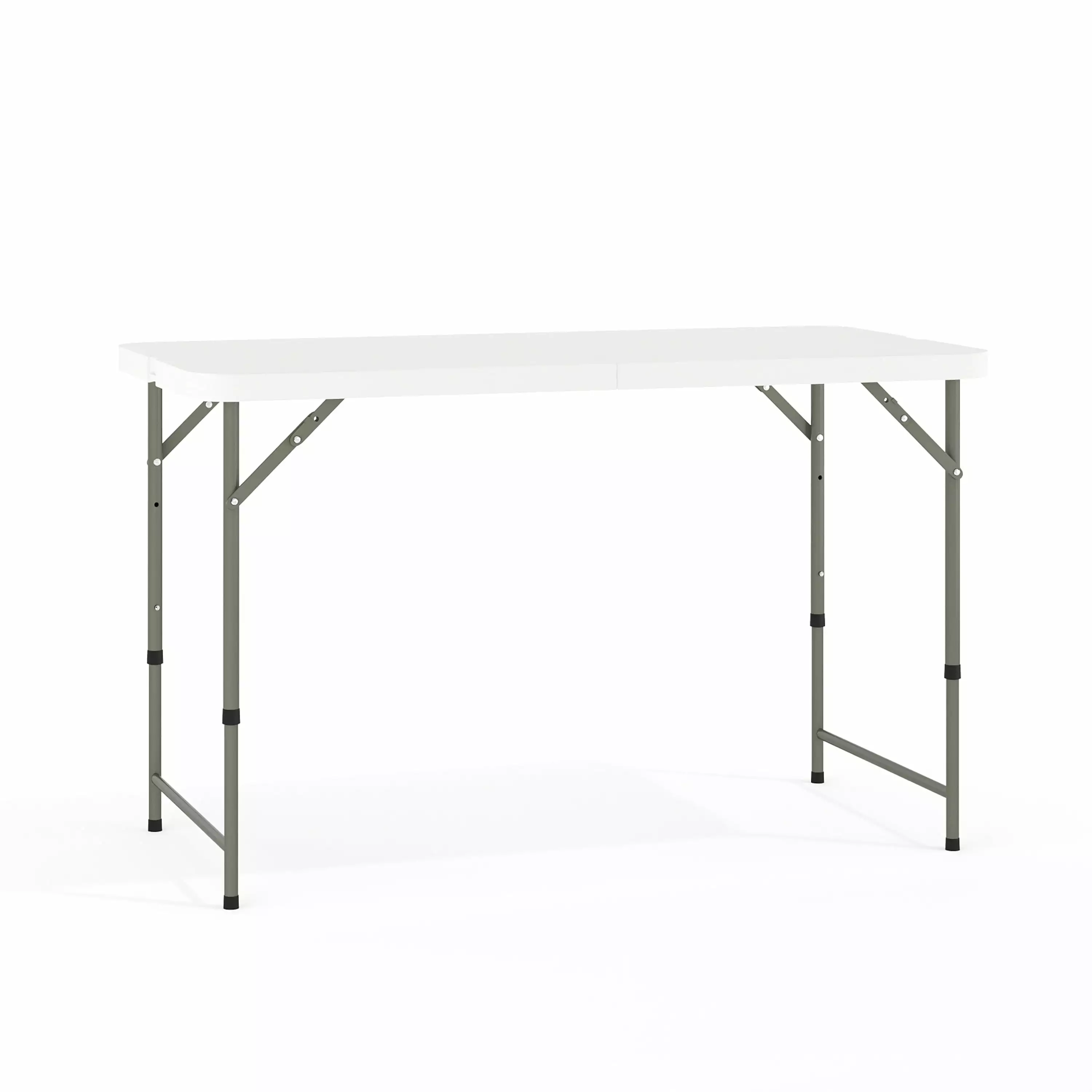 4' Rectangular Height Adjustable Indoor Outdoor Plastic Folding Event Table White