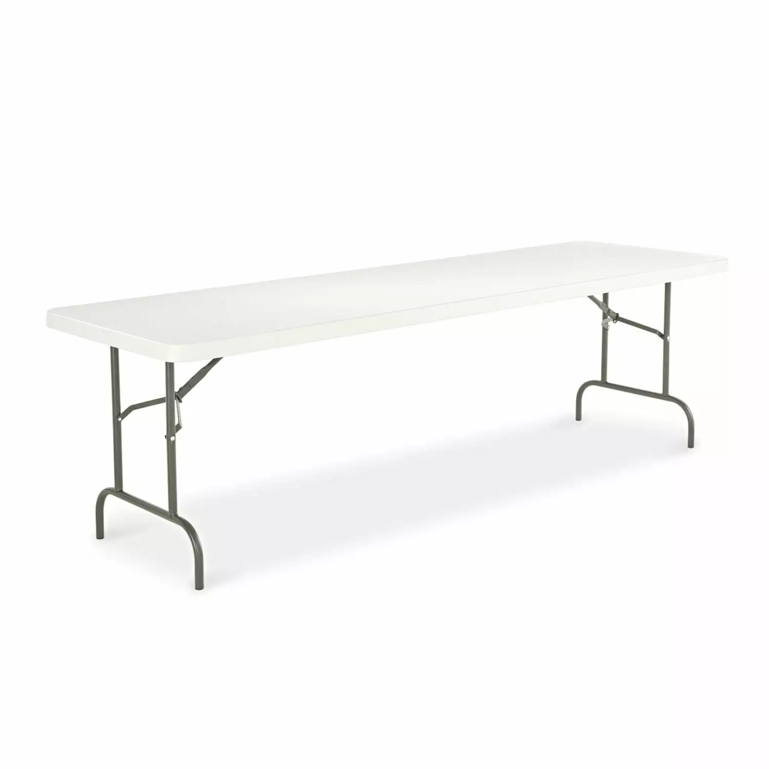 Resin Rectangular Folding Table 96x30x29 Platinum Square Edge Portable Table