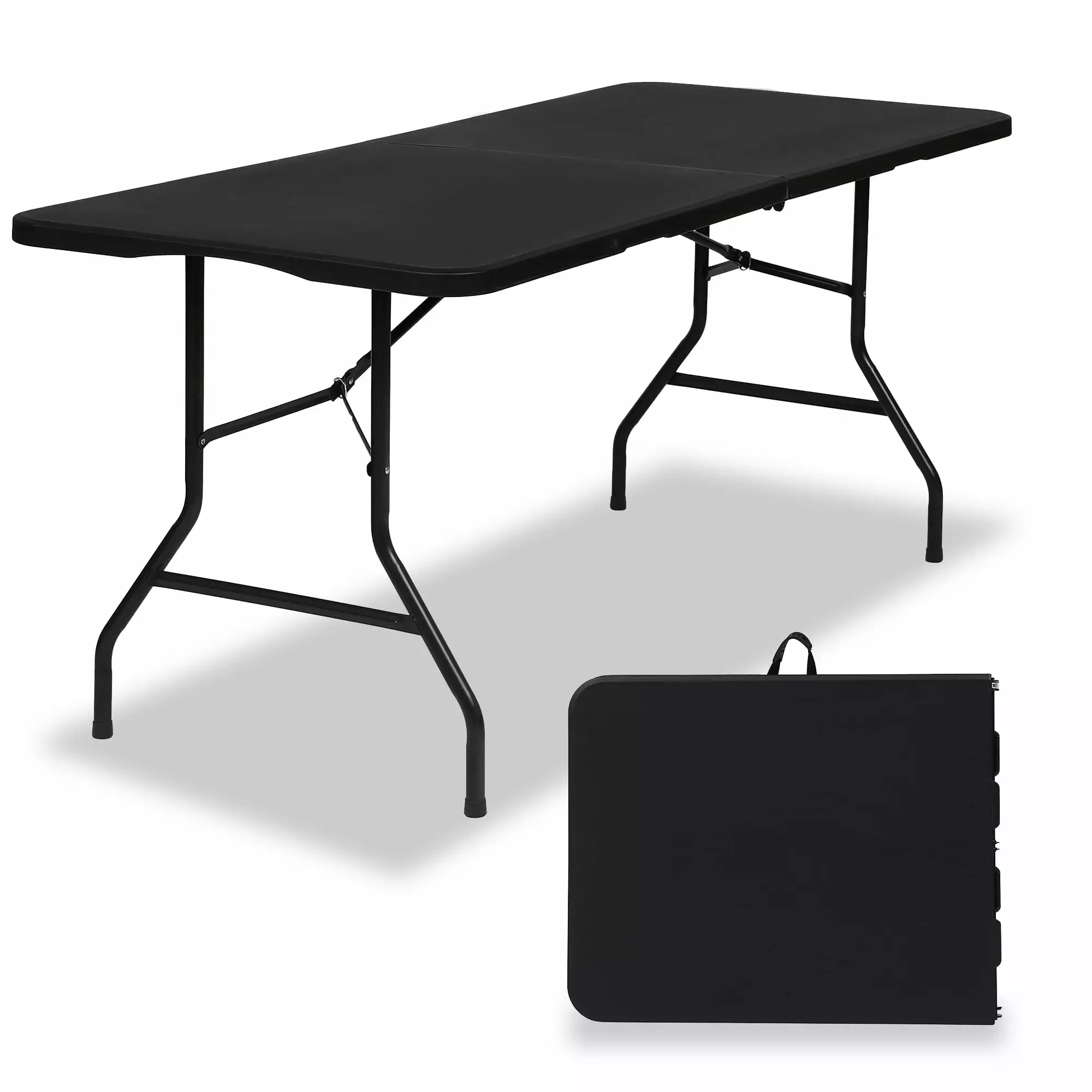 SUGIFT Folding Table 6ft Portable Heavy Duty Plastic Foldable Table Indoor Outdoor Use Black