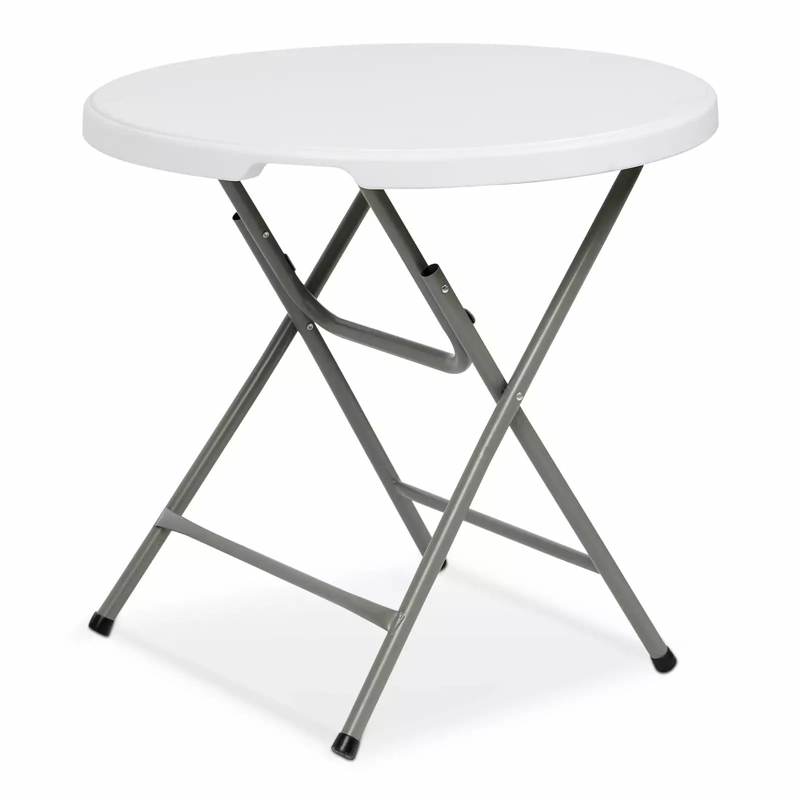 TBKLEY 32 Round Folding Table Portable Indoor Outdoor Plastic Dining Table White