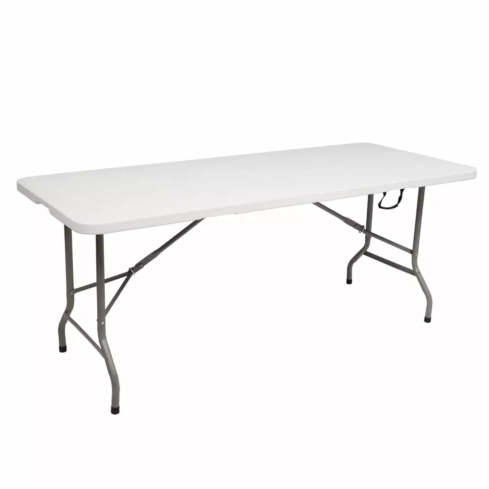 Tcbosik 6FT Foldable Long Dining Table Handle Indoor and Outdoor Picnic Barbecue Party White