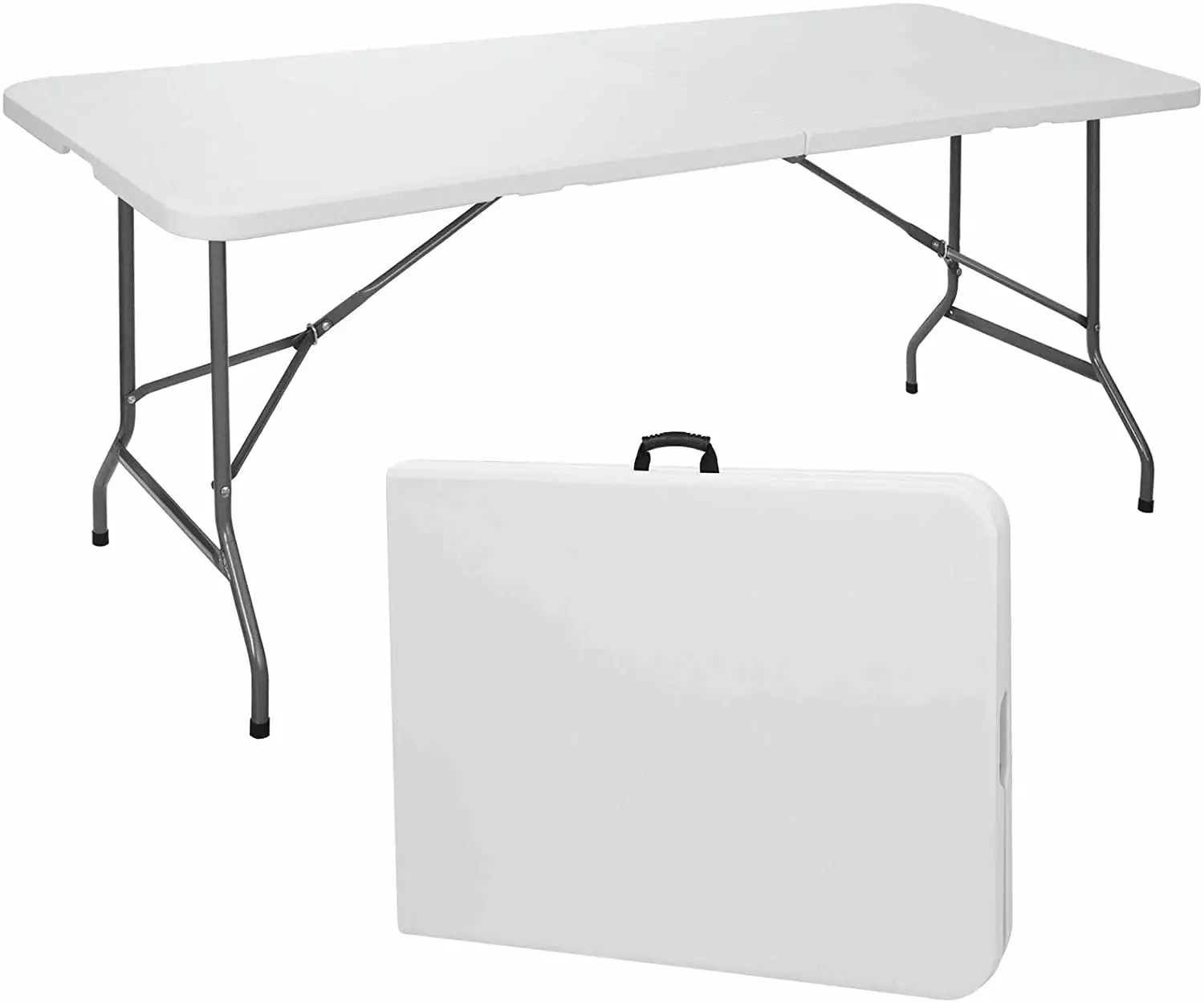 Tcbosik 6Ft Outdoor Courtyard Foldable Long Table Portable White