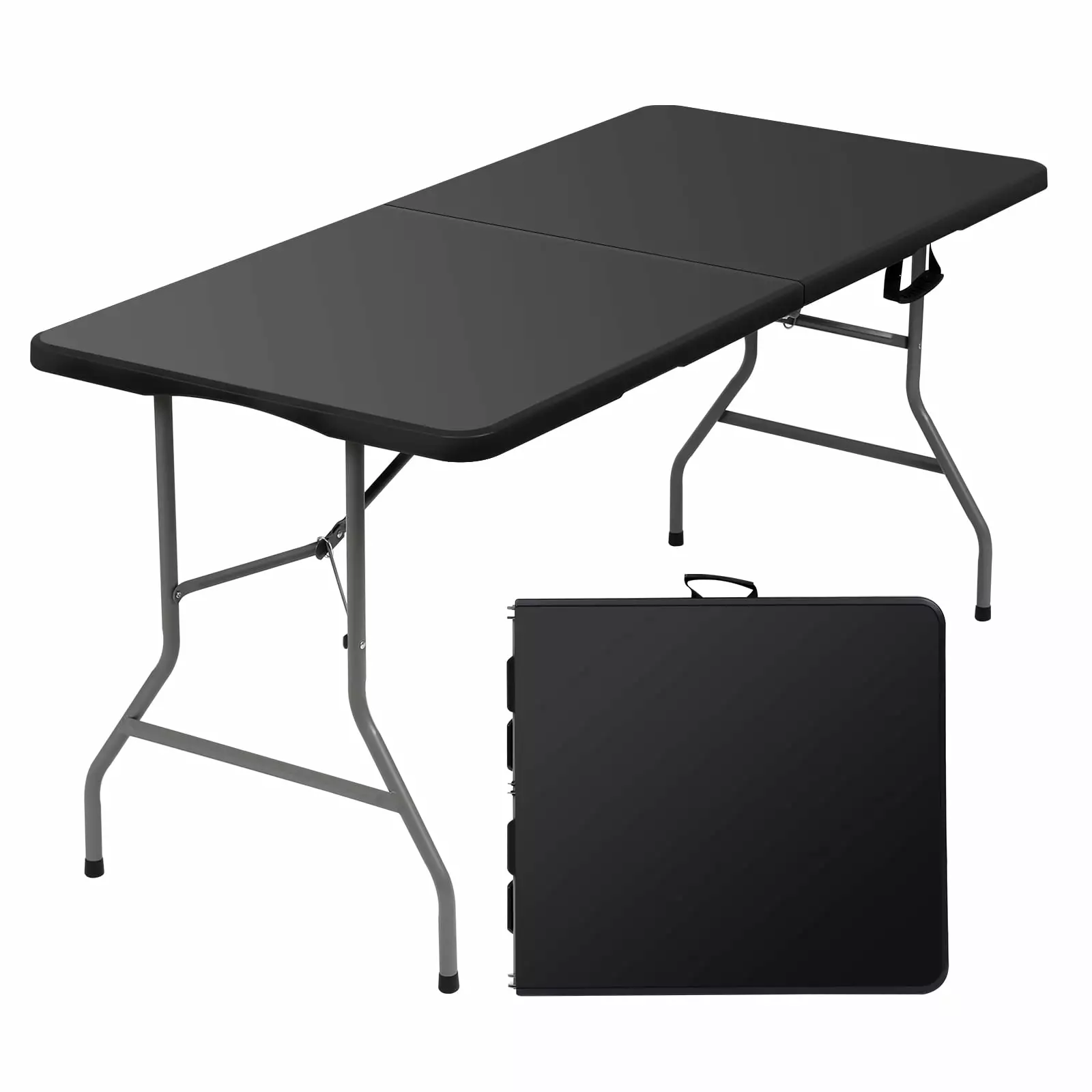 Vebreda 5 ft Folding Table Fold--Half Plastic Table Indoor Outdoor Use Black
