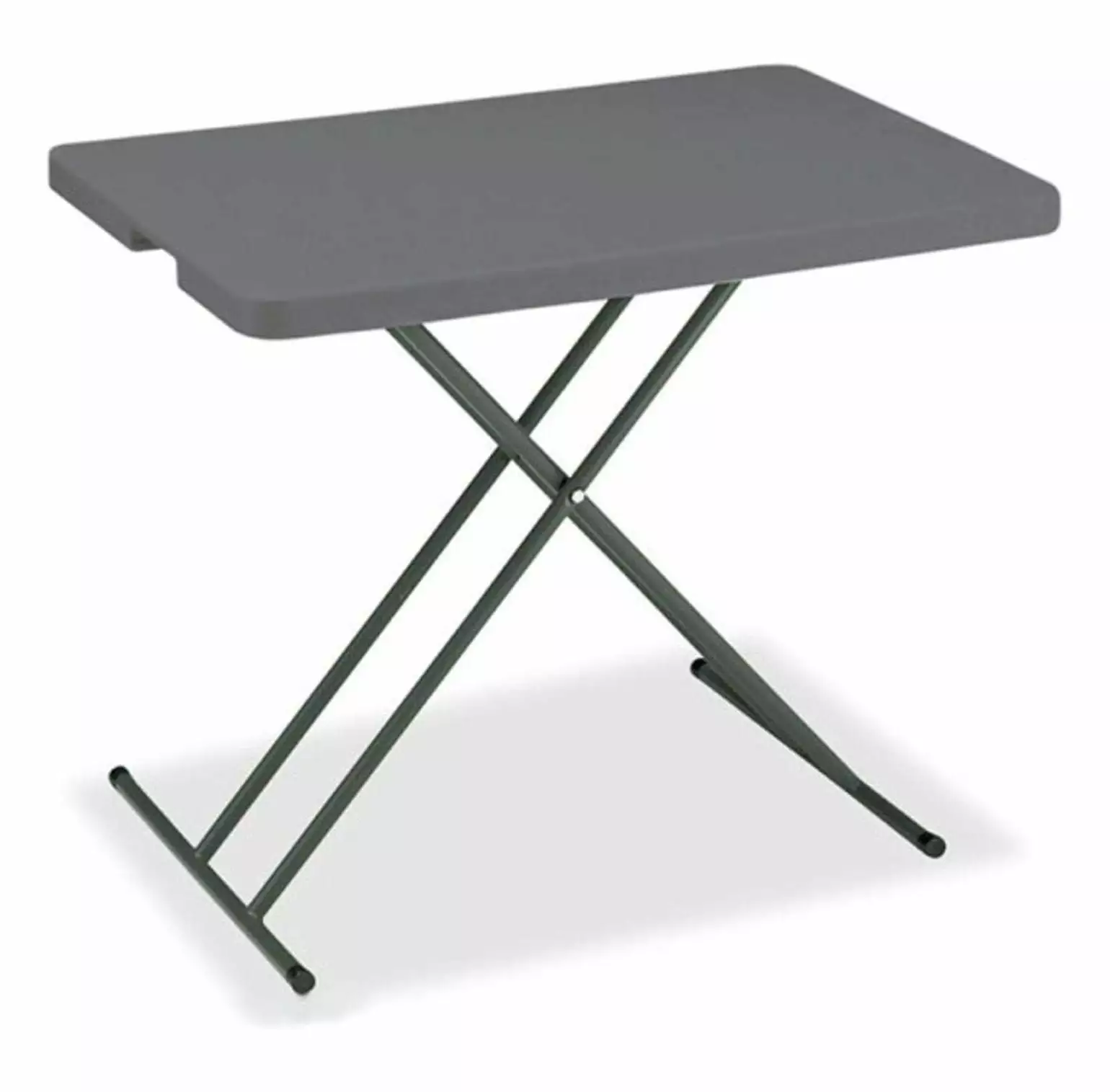 Werqueid Adjustable Height 30 x 20 Charcoal Plastic Folding Table Indoor Outdoor Use