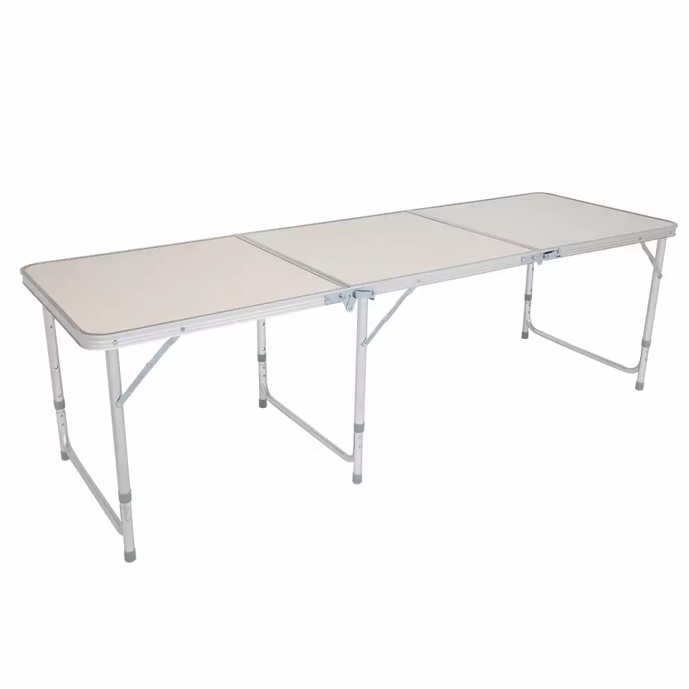 White Aluminum Alloy Folding Table 180x60x70cm Lightweight Durable Portable Home Use