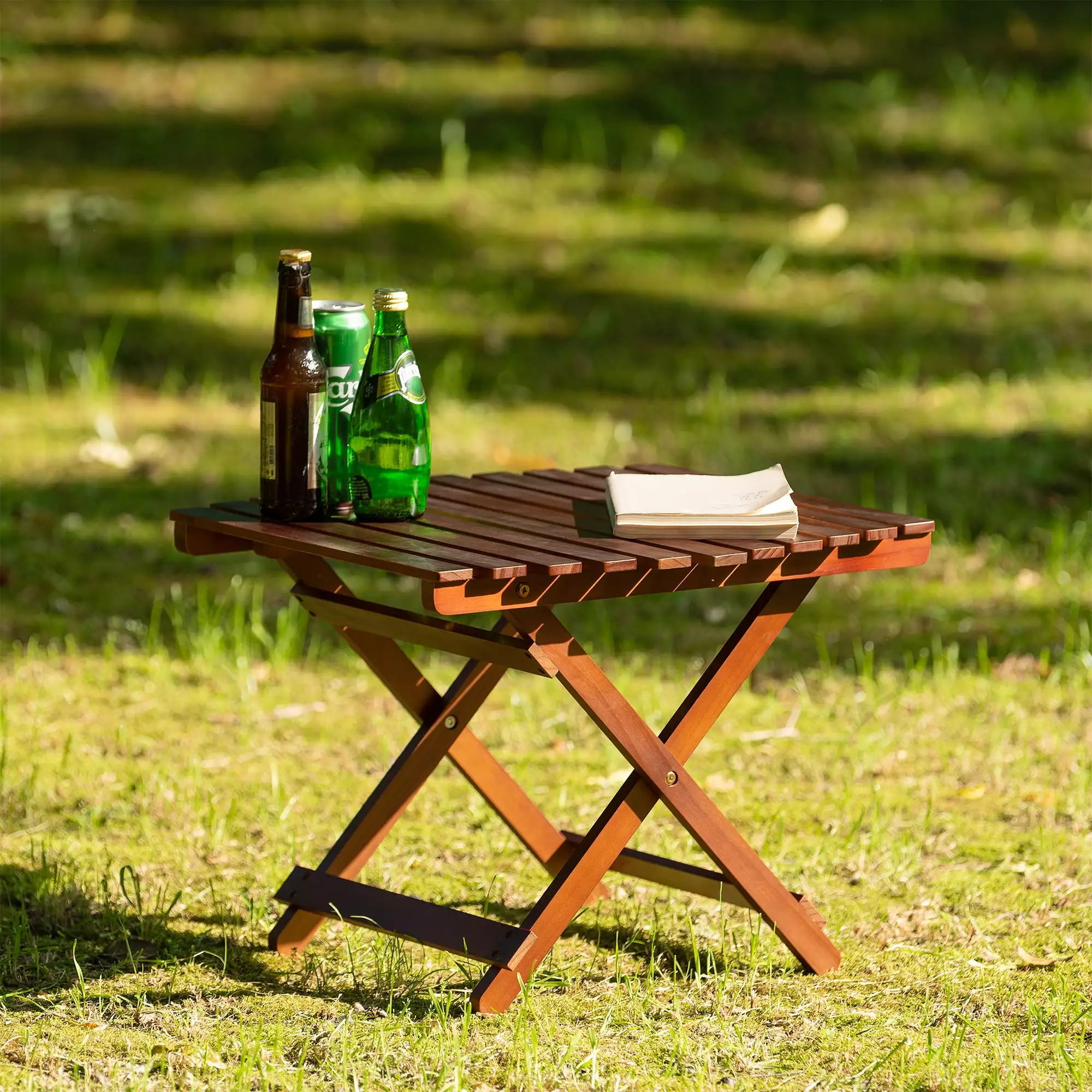 Wood Folding Table No Assembly Required Easy to Store and Carry Indoor Outdoor