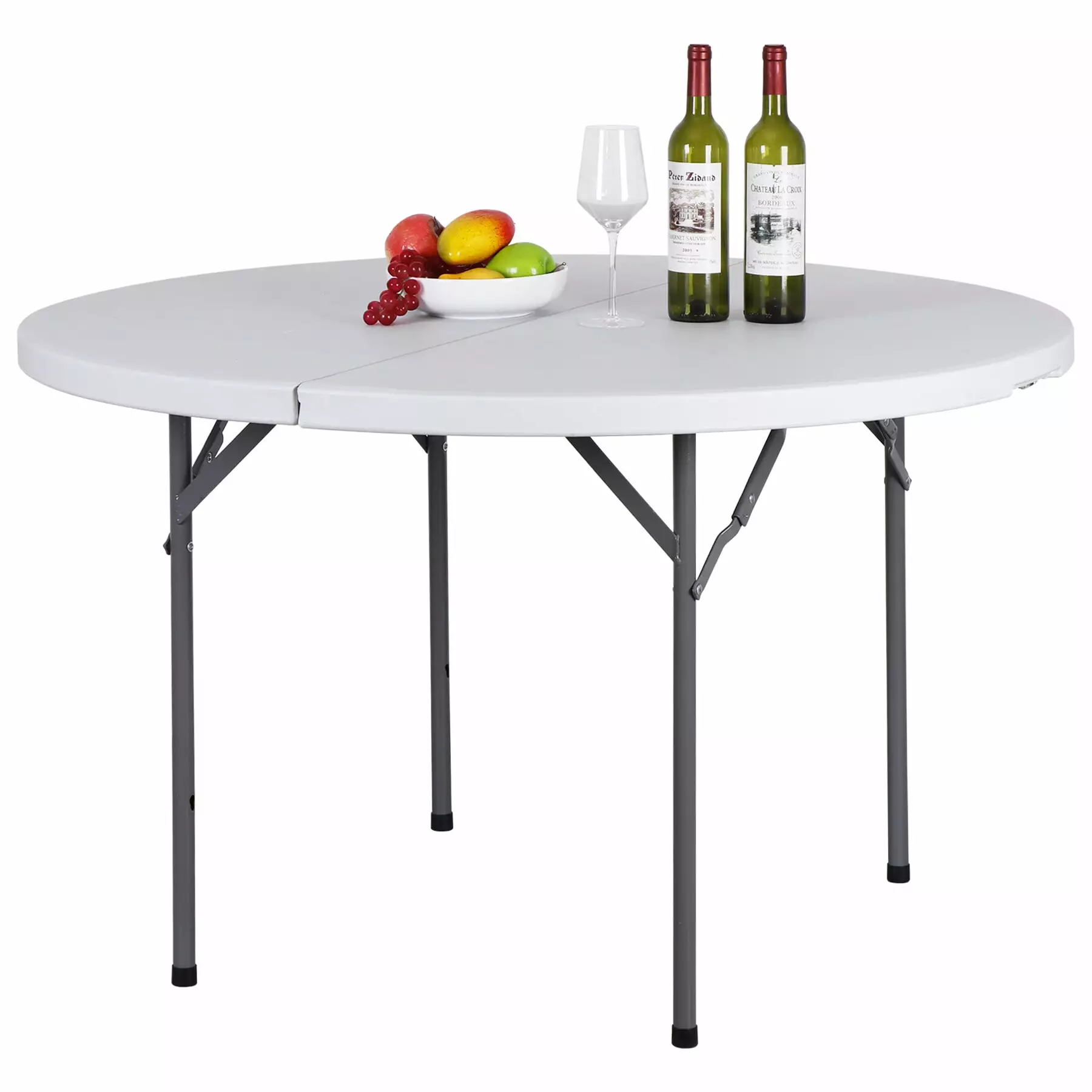 ZENY 48 Round Foldable Table Portable Plastic Dining Table Black Indoor Outdoor Party
