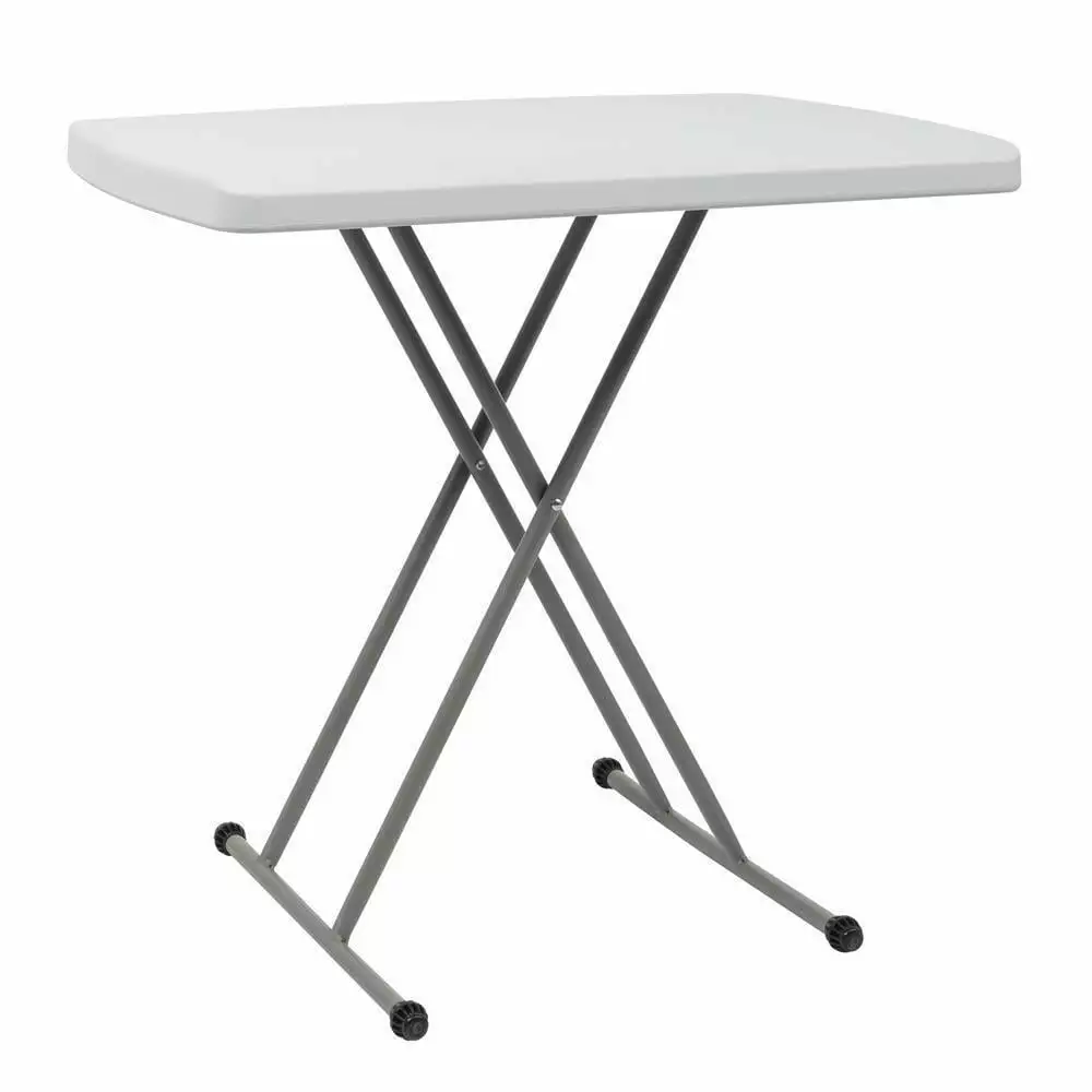 ZGBY 28 Adjustable Height Round Folding Plastic Table Picnic Party Dining White