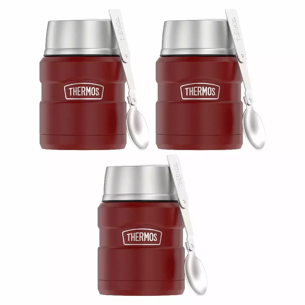 Thermos Stainless Steel King Food Jar 16oz Vacuum Insulated 3-Pack Rustic Red