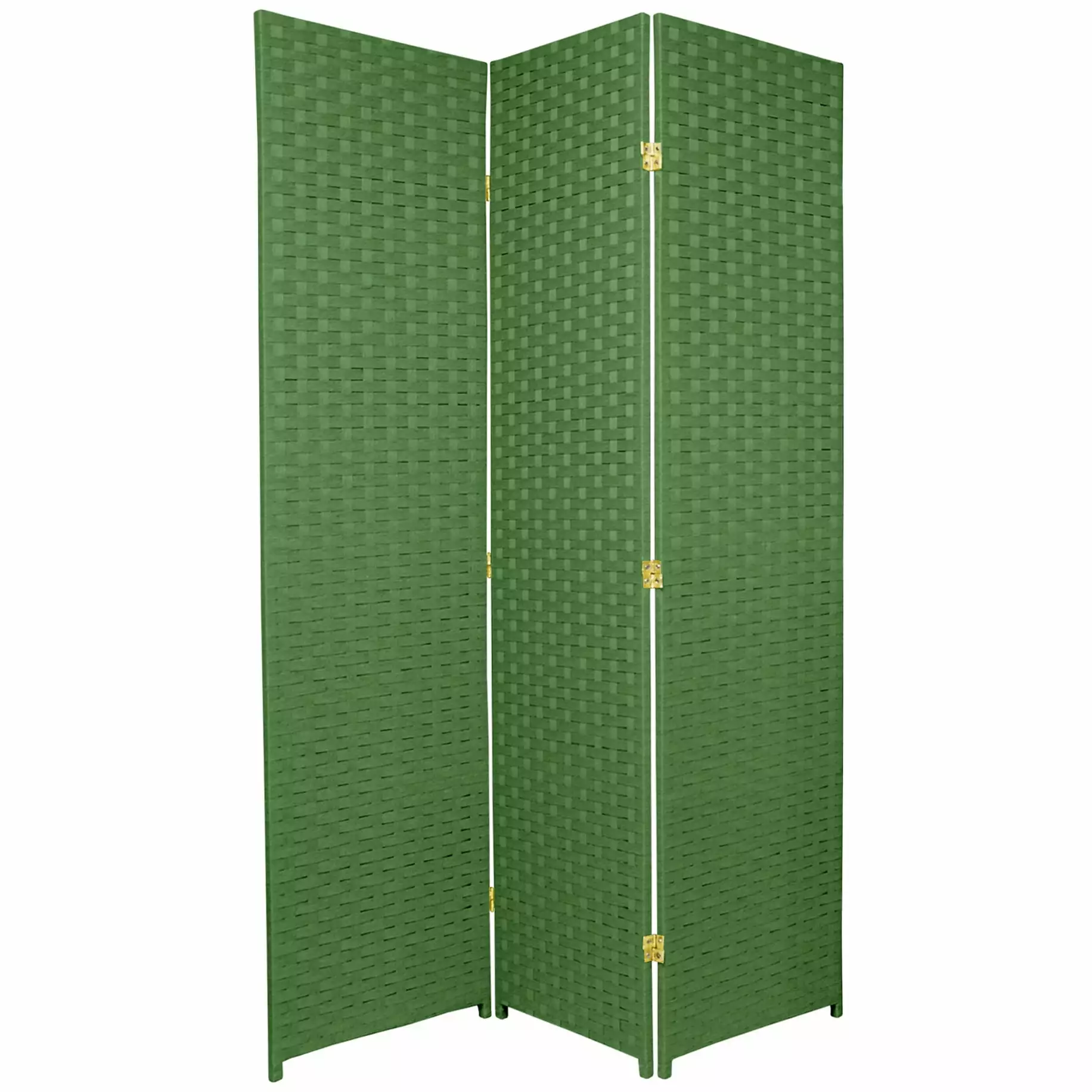 6 ft Tall Woven Fiber Room Divider 3 Panel Light Green Oriental Furniture