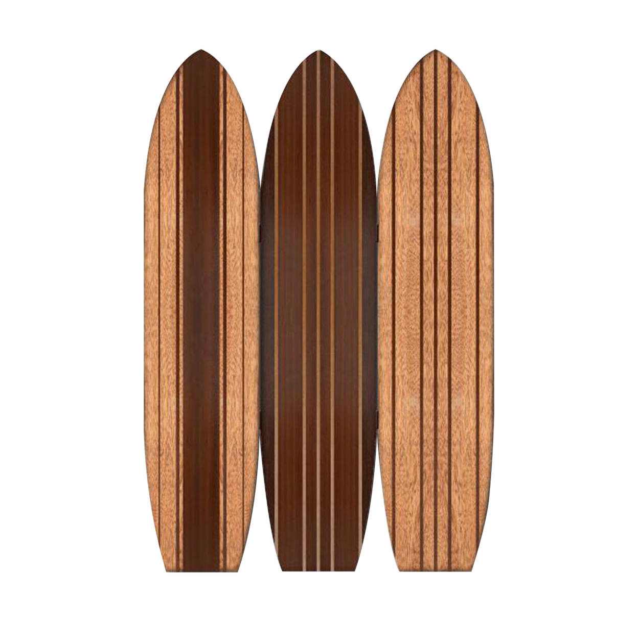 Contemporary Double Sided 3 Panel Long Board Surfboard Screen Room Divider Freestanding Partition Decor Screen Gems