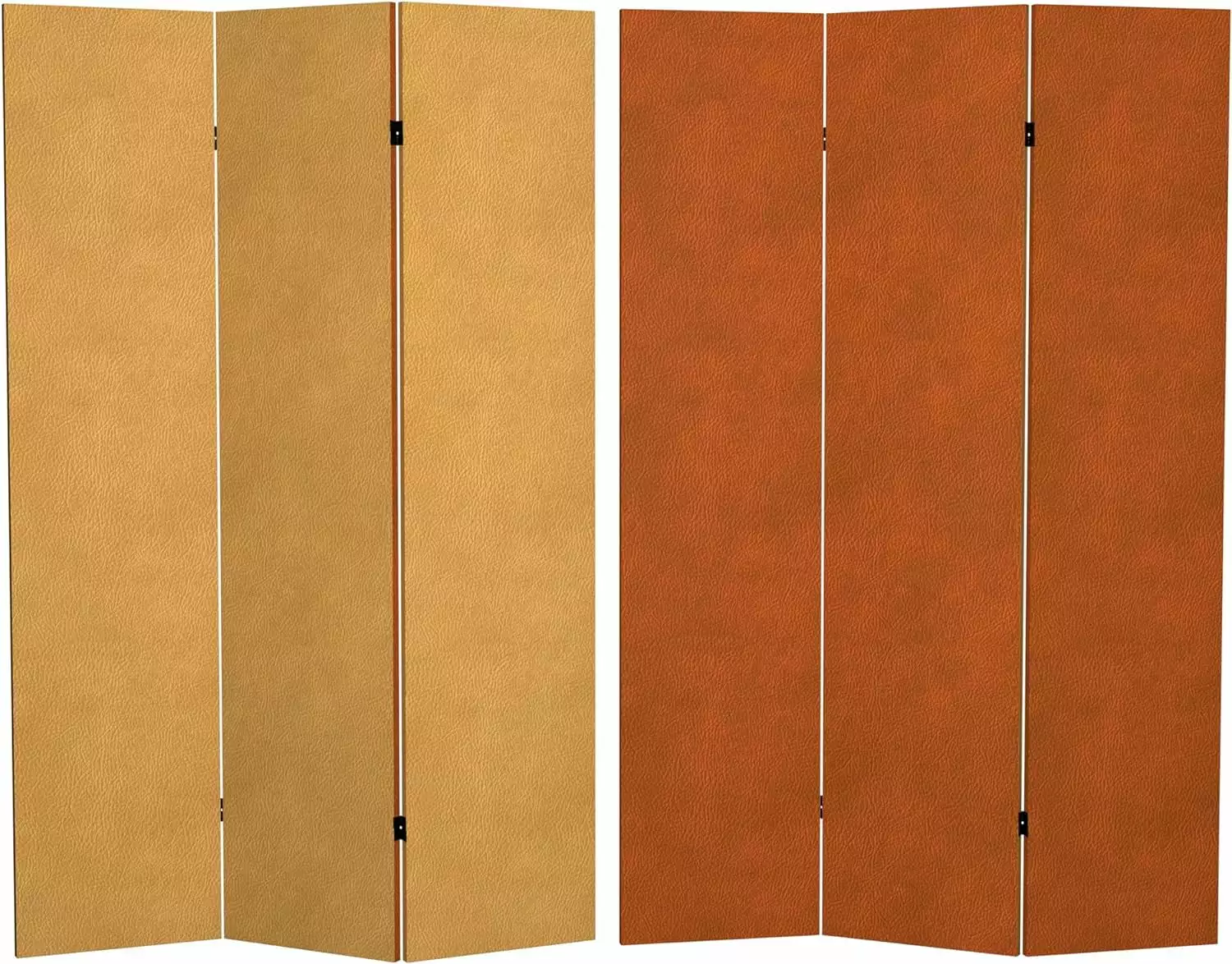 HETAO 6 ft. Tall Double Sided Leather Pattern Print Canvas Room Divider 3 Panel Freestanding Folding Privacy Screen
