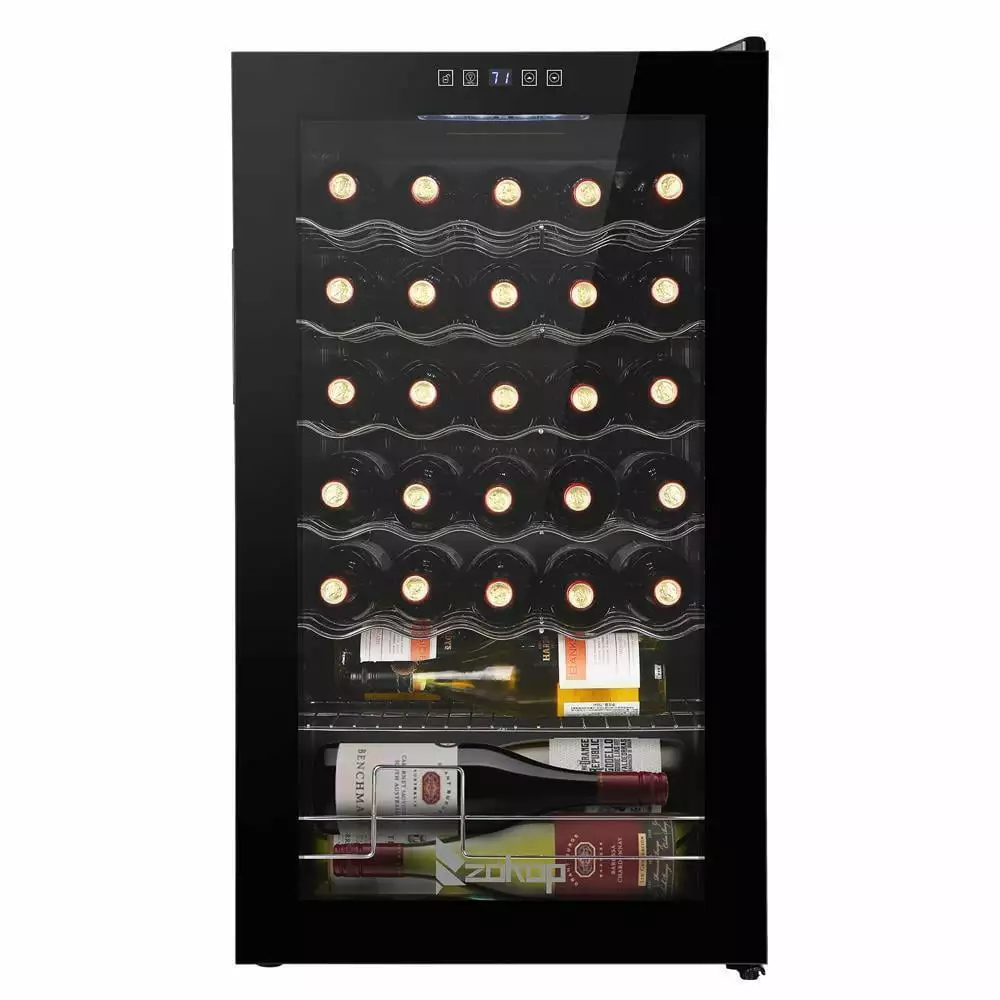 34 Bottles Compressor Wine Cooler Refrigerator Freestanding Beer Storage Home Lock