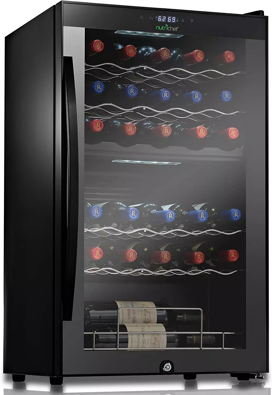 NutriChef 33 Bottle Dual-Zone Refrigerator PKCWCDS335 - Wine and Beverage Cooler