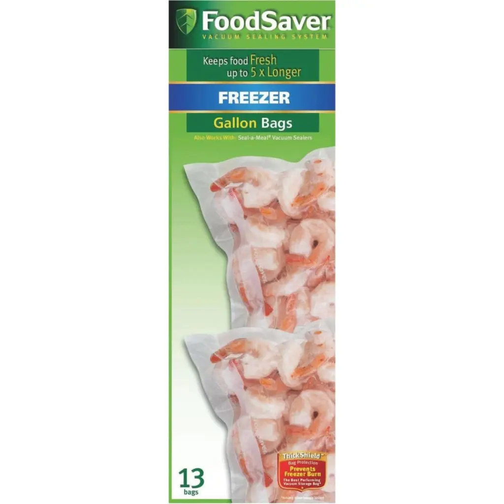 FoodSaver 1 Gallon Freezer Bags 13 Count - Heavy Duty Vacuum Seal Storage Bags Food Saver