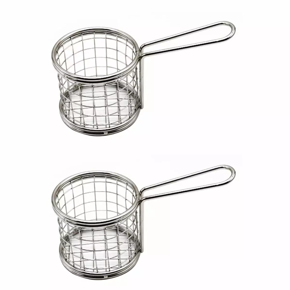2 Pcs French Fry Basket Small Stainless Steel Snacks Holder