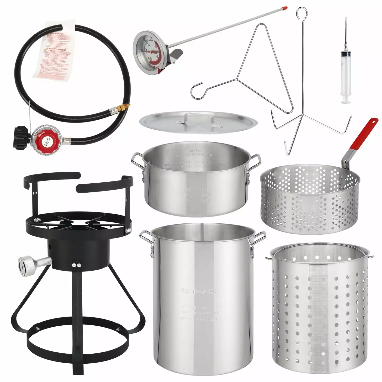 Ktaxon Propane Outdoor Fryer Kit Aluminum Frying Boiling Turkey Fryer Pot 30QT 4 Piece Set
